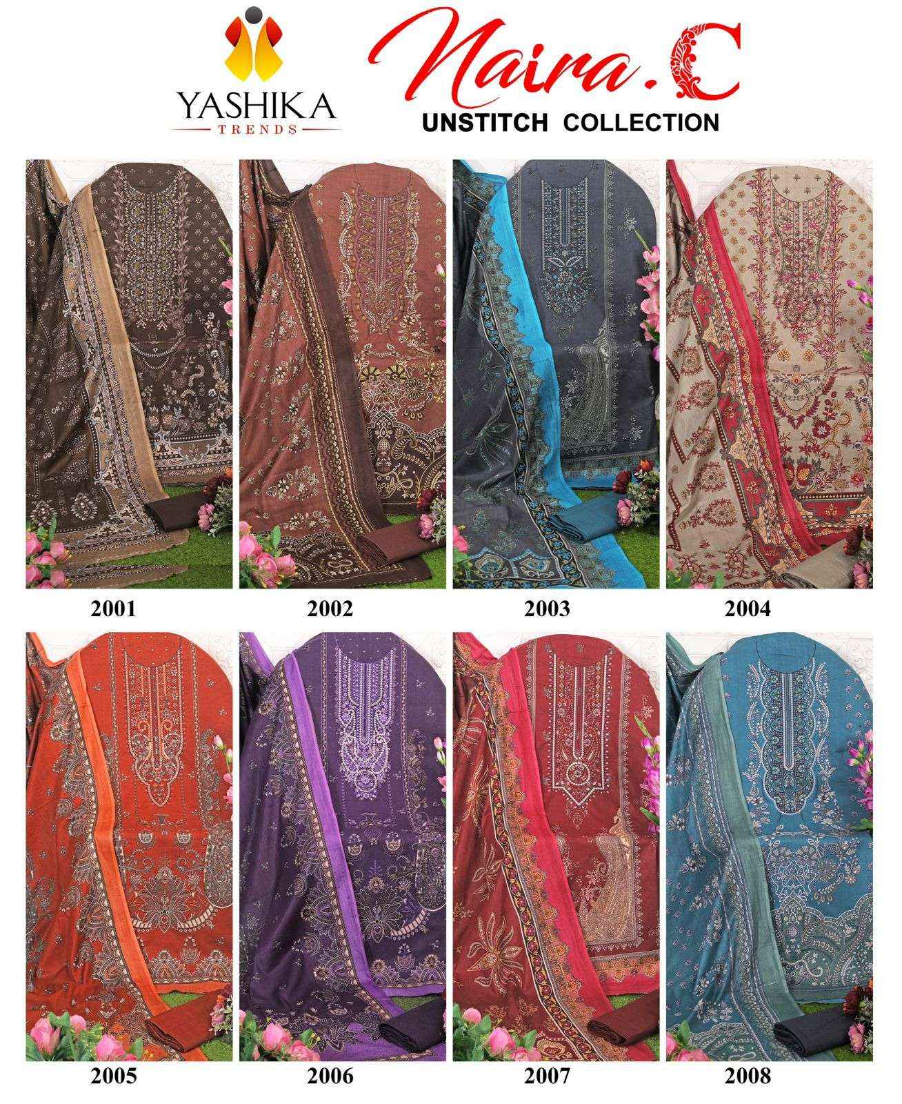 YASHIKA TRENDS NAYRA C WHOLESALE COTTON SALWAR KAMEEZ ( 8 PCS CATALOG )