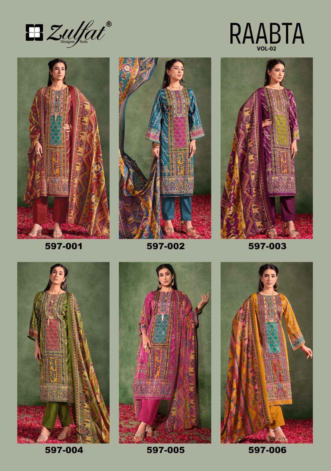 Zulfat Raabta Vol 2 Jam Cotton salwar kameez wholesale price ( 6 pcs catalog )