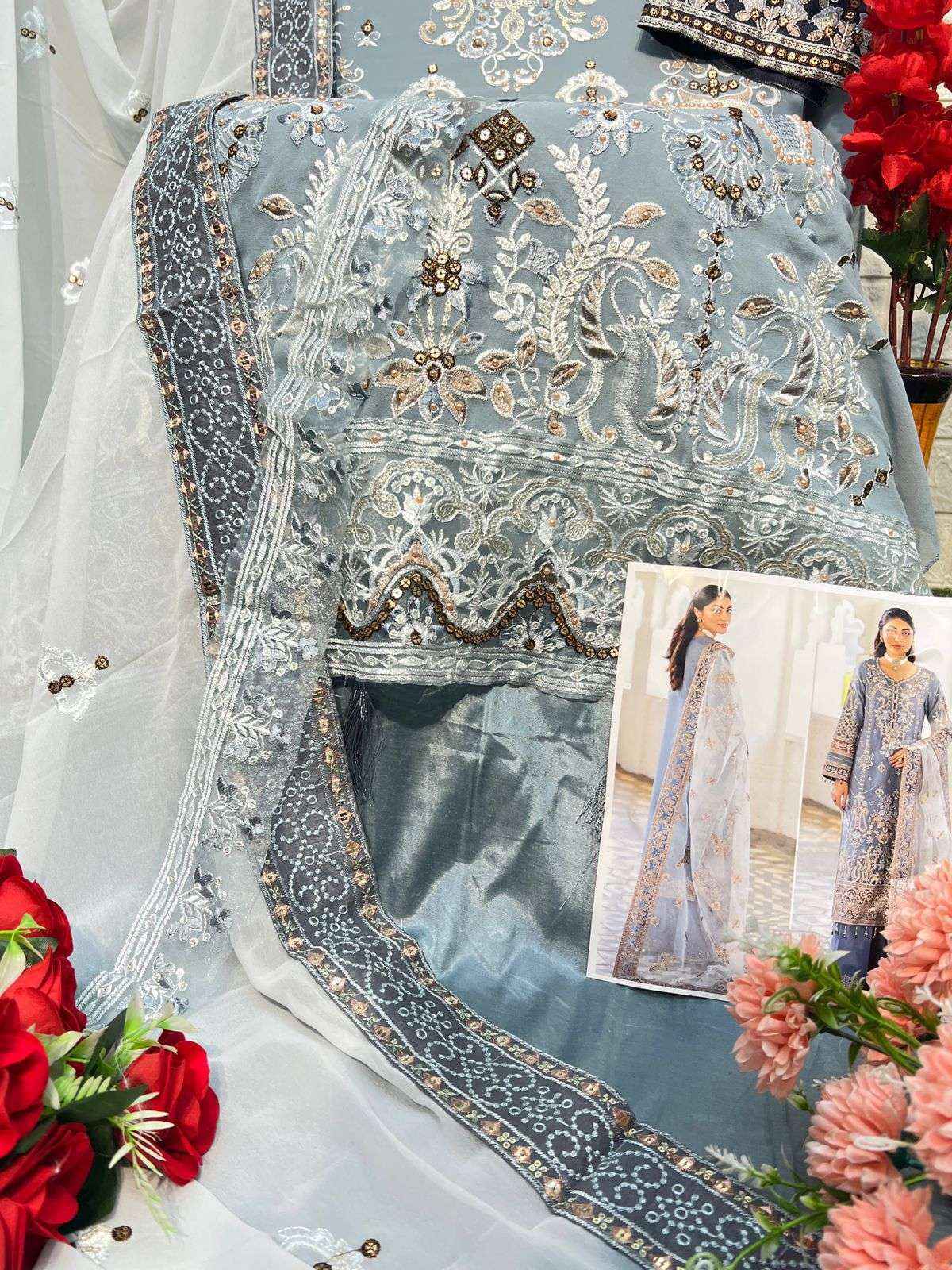 Al Khushbu Agha Noor 2 Wholesale Georgette Dress Madterial  ( 3 pcs Catalogue )