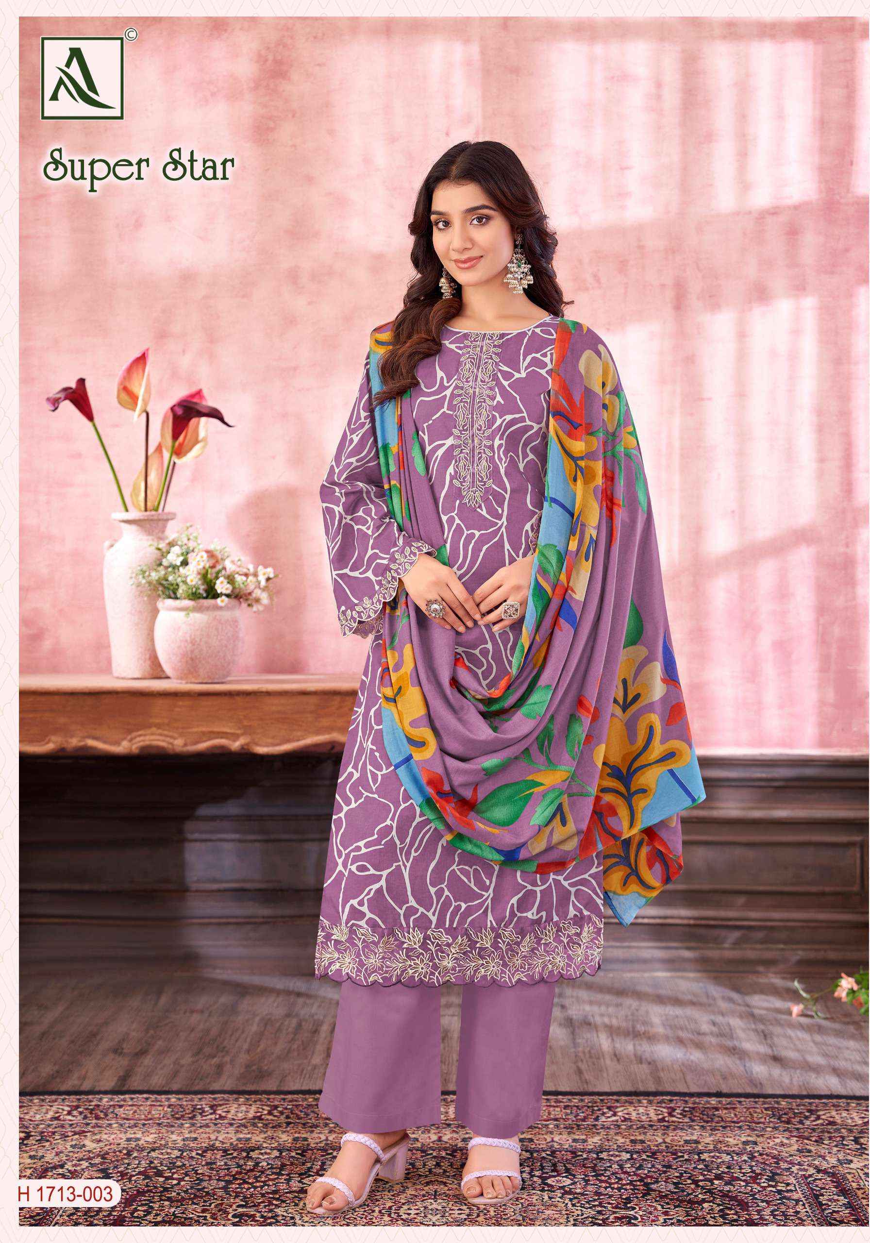 ALOK SUITS SUPER STAR COTTON PRINT WITH FANCY SALWAR KAMEEZ WHOLESALE PRICE ( 6 PCS CATALOG )