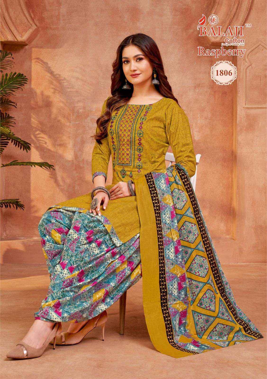 BALAJI COTTON RASPBERRY VOL 18 WHOILESALE PRICE PURE COTTON DRESS MATERIAL ( 12 PCS CATALOG )