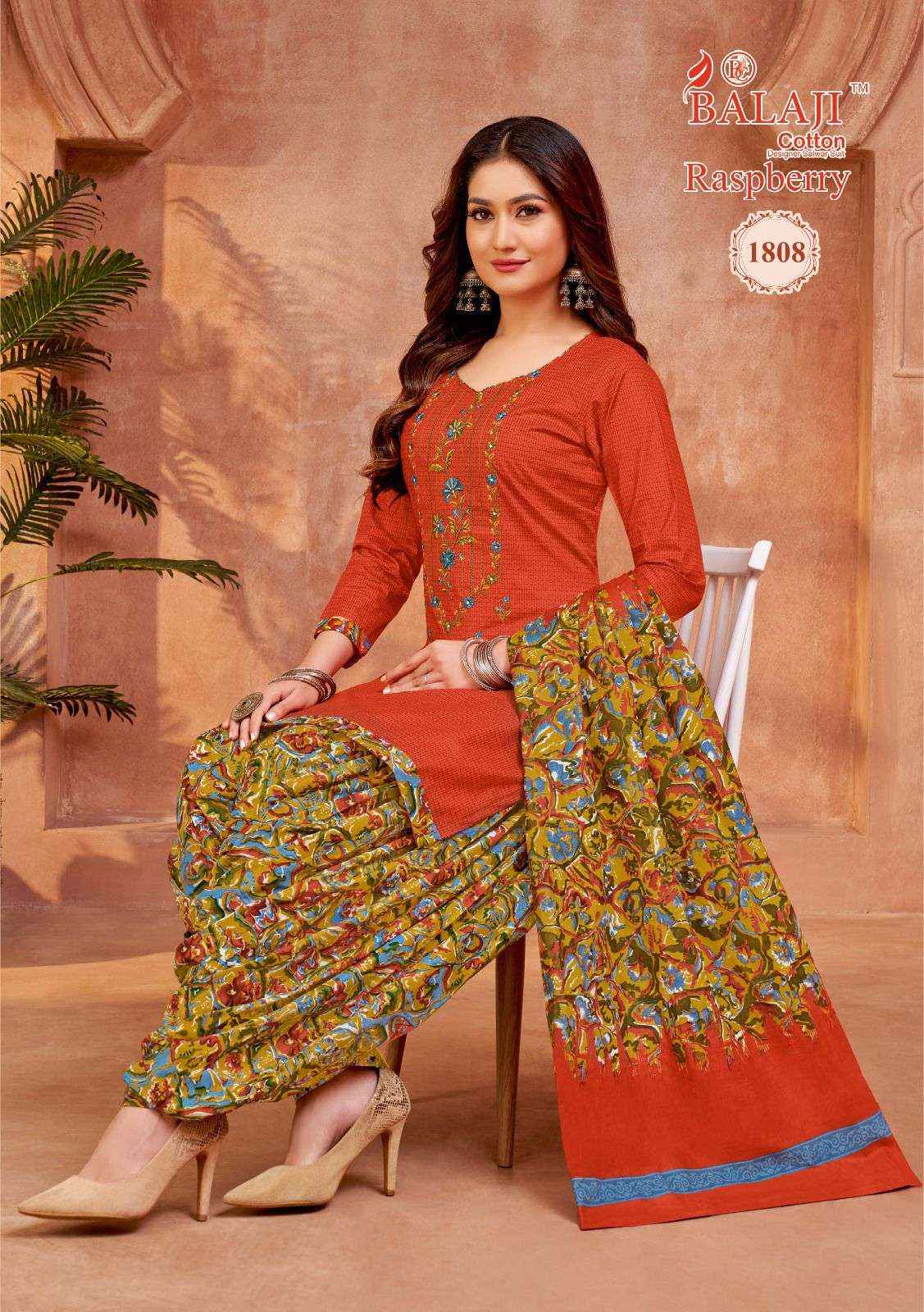 BALAJI COTTON RASPBERRY VOL 18 WHOILESALE PRICE PURE COTTON DRESS MATERIAL ( 12 PCS CATALOG )