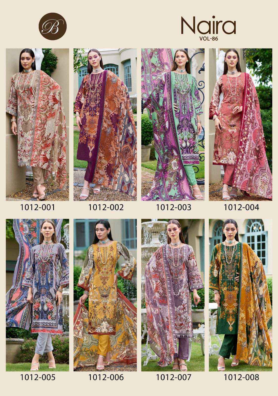 BELLIZA DESIGNER NAIRA VOL 86 WHOLESALE COTTON DRESS MATERIAL ( 8 PCS CATALOG )