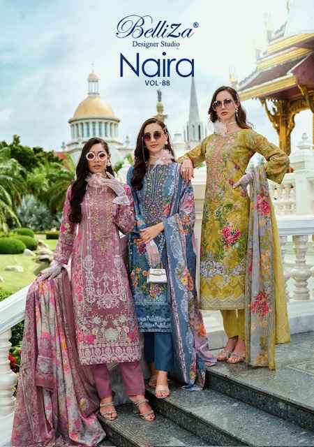 Belliza Designer Naira Vol 88 Suit Latest Catalog Wholesale Price ( 8 pcs Cataloge )