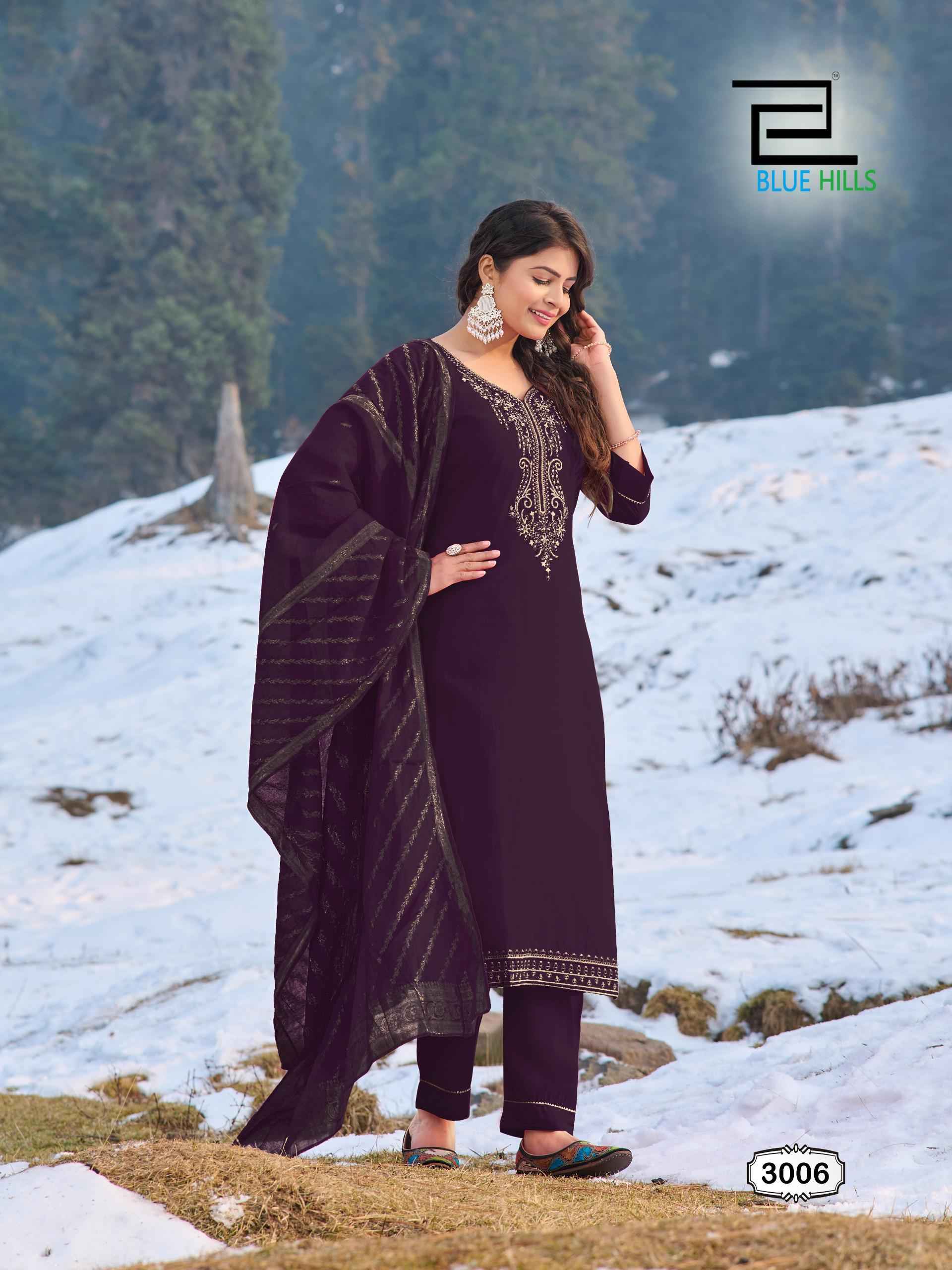 Blue Hills Jhanvi Vol 3 Roman Silk Designer Readymade Suits ( 6 Pcs Catalogue )