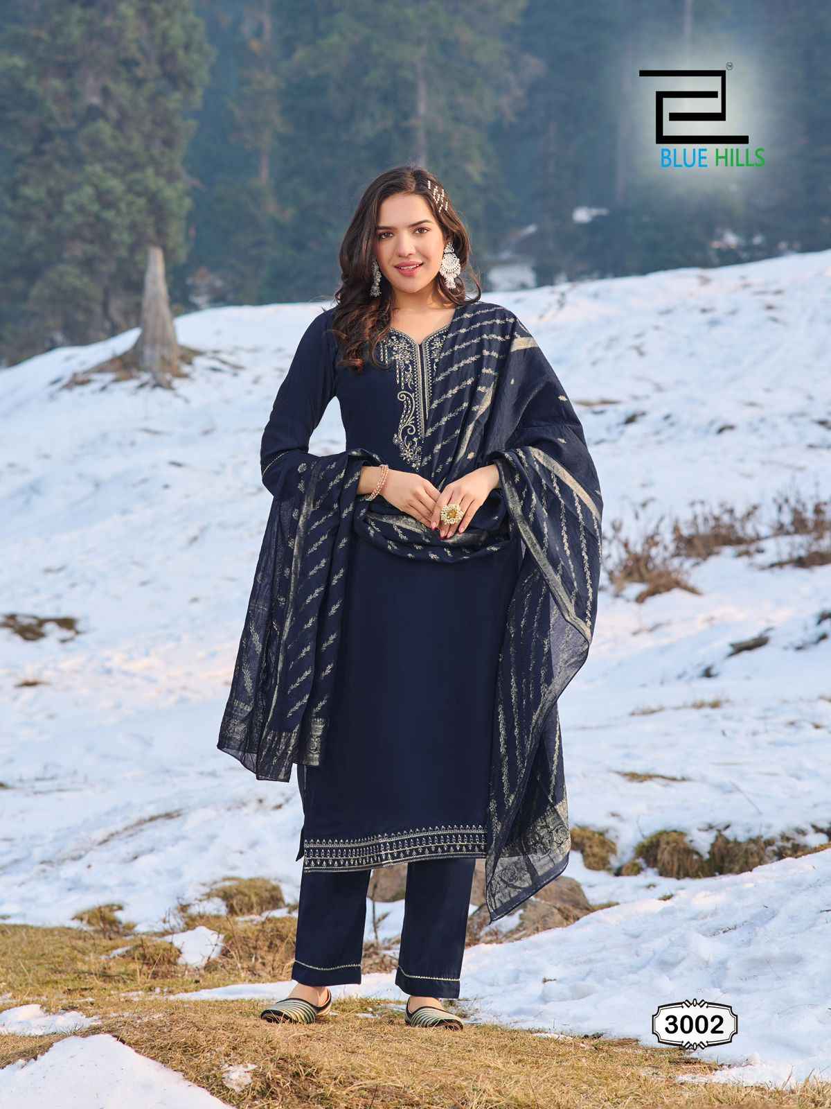 Blue Hills Jhanvi Vol 3 Roman Silk Designer Readymade Suits ( 6 Pcs Catalogue )