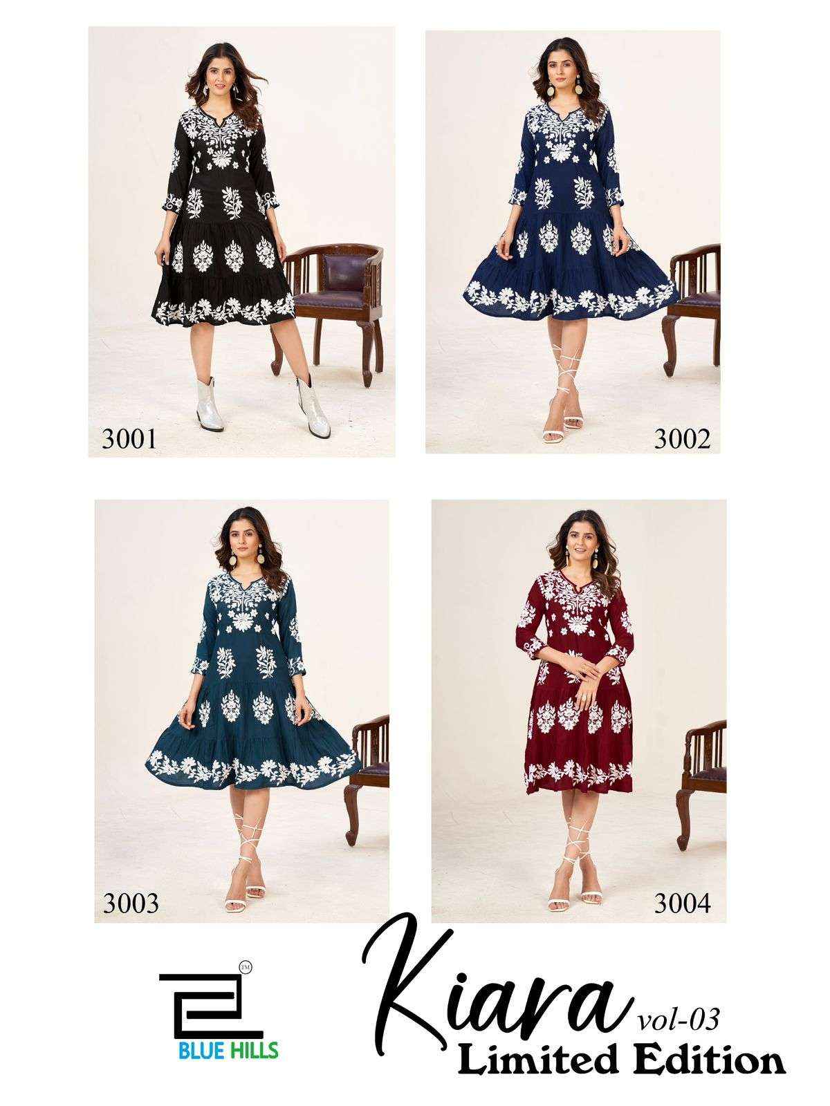 BLUE HILLS KIARA VOL 3 LIMITED EDITION FANCY CAUSAL WEAR TUNIC WHOLESALE PRICE ( 4 PCS CATALOG )