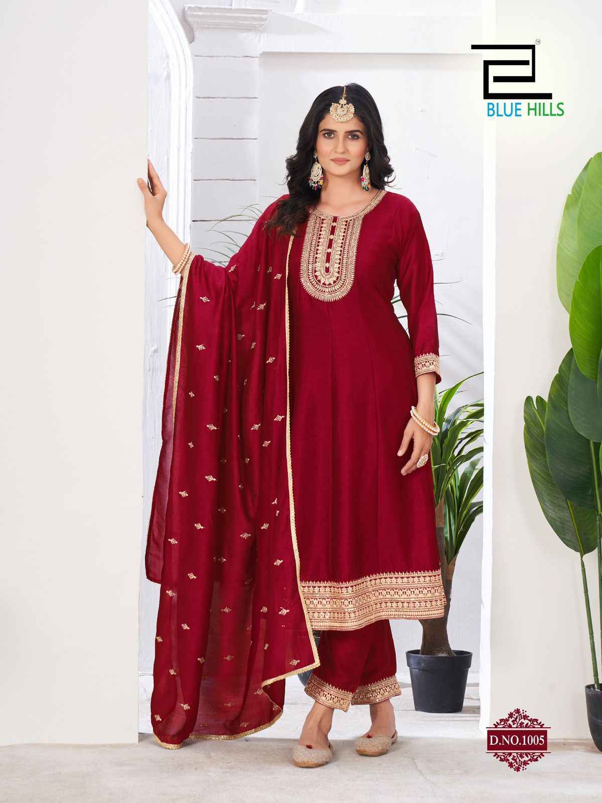 Blue Hills Taj Mahal Wholesale Vichitra Kurti Combo ( 6 pcs Catalogue )
