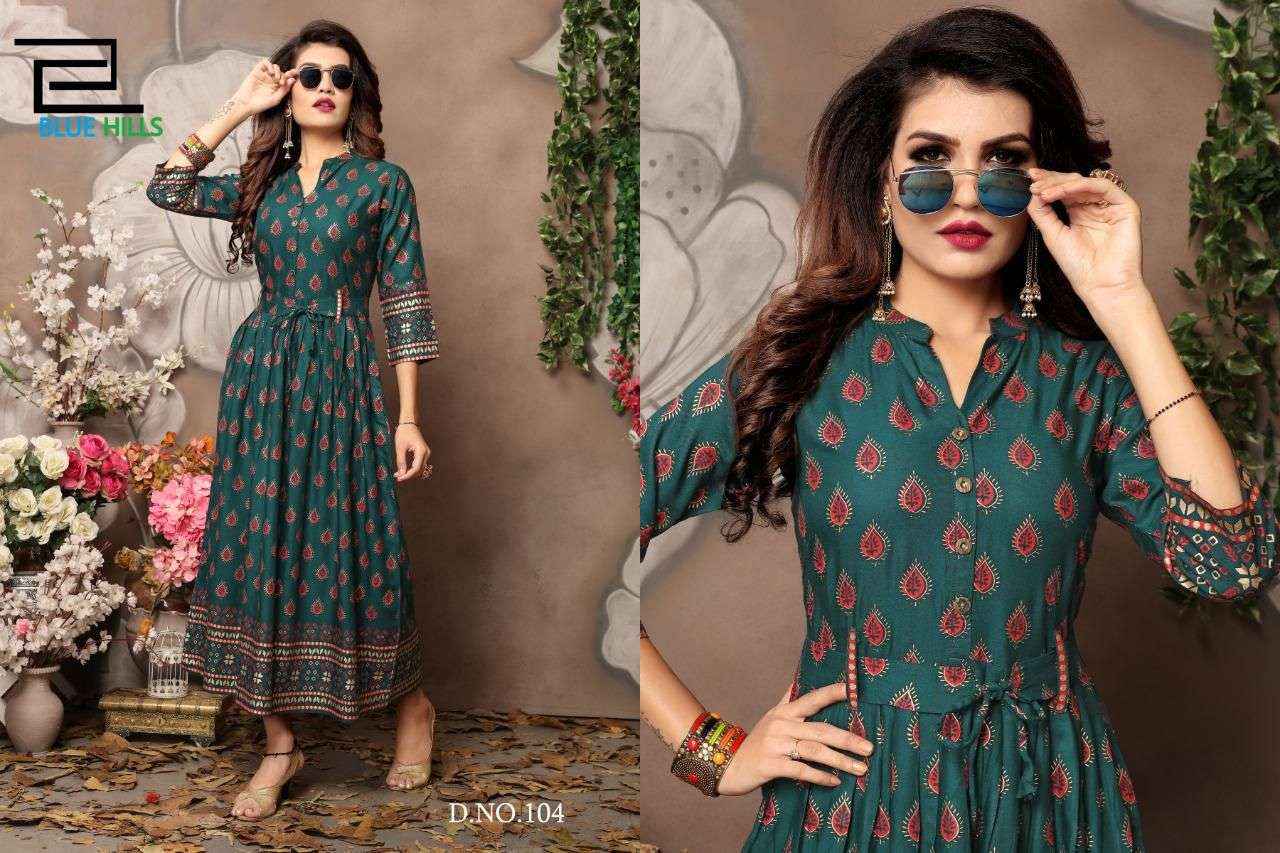 BLUE HILLS WALKWAY VOL 1 RAYON PRINT FANCY WEAR LADIES GOWN ( 9 PCS CATALOG )