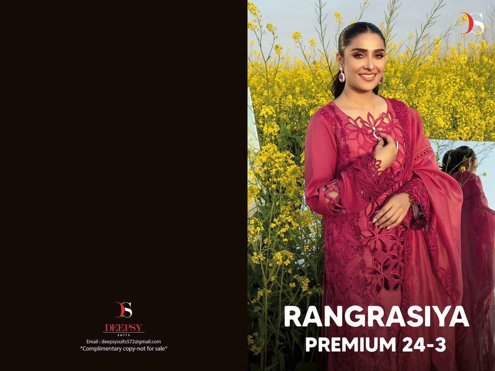 Deepsy Rangrasiya Premium Lawn 24-3 Cotton Salwar Kameez Wholesale Price ( 4 Pcs Catalog )