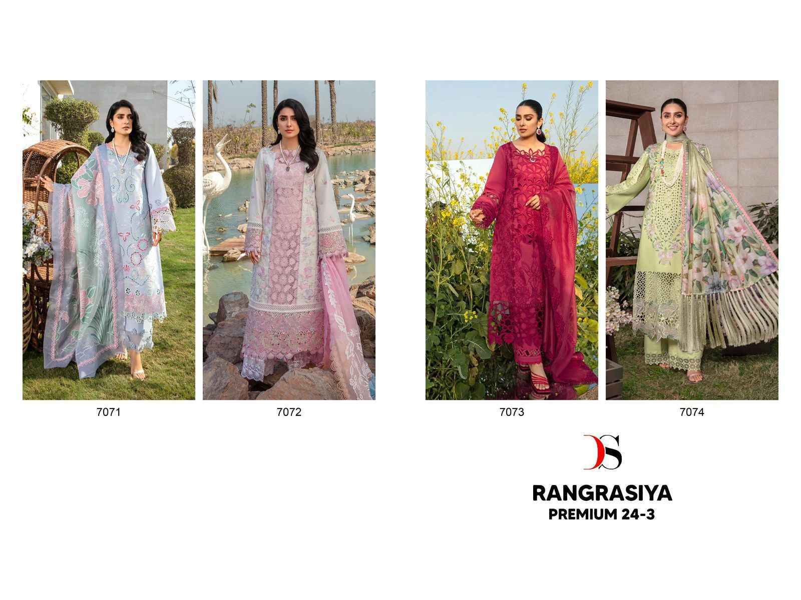 Deepsy Rangrasiya Premium Lawn 24-3 Cotton Salwar Kameez Wholesale Price ( 4 Pcs Catalog )