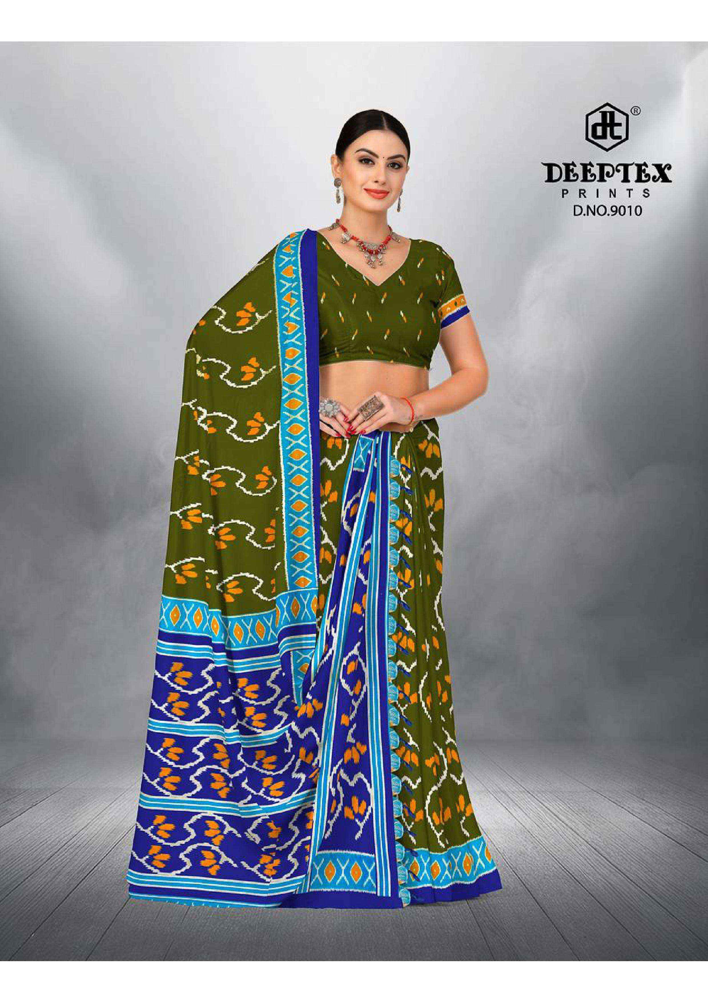 DEEPTEX PRINTS IKKAT SPECIAL VOL 9 COTTON PRINTED SAREE ( 10 PCS CATALOGUE )