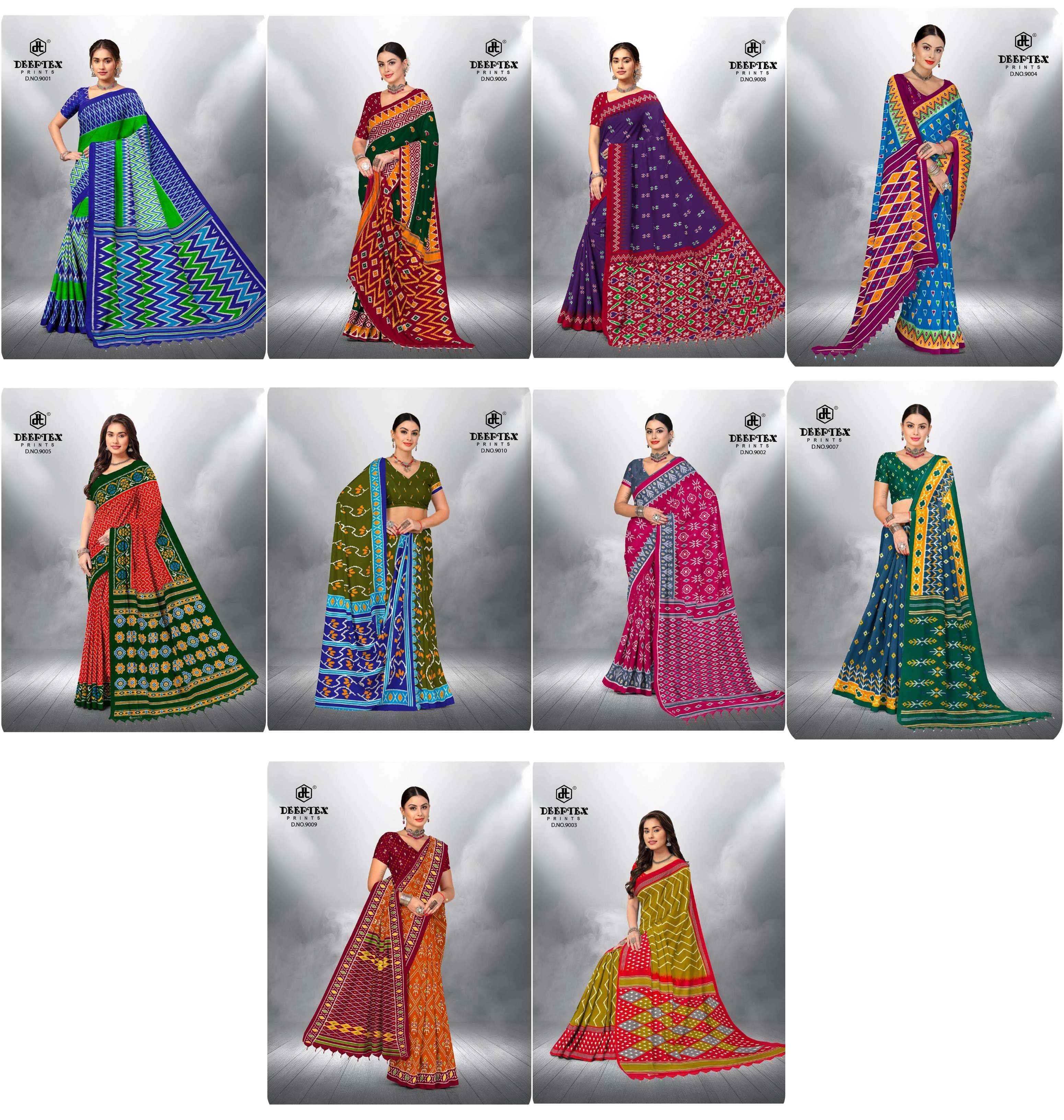 DEEPTEX PRINTS IKKAT SPECIAL VOL 9 COTTON PRINTED SAREE ( 10 PCS CATALOGUE )
