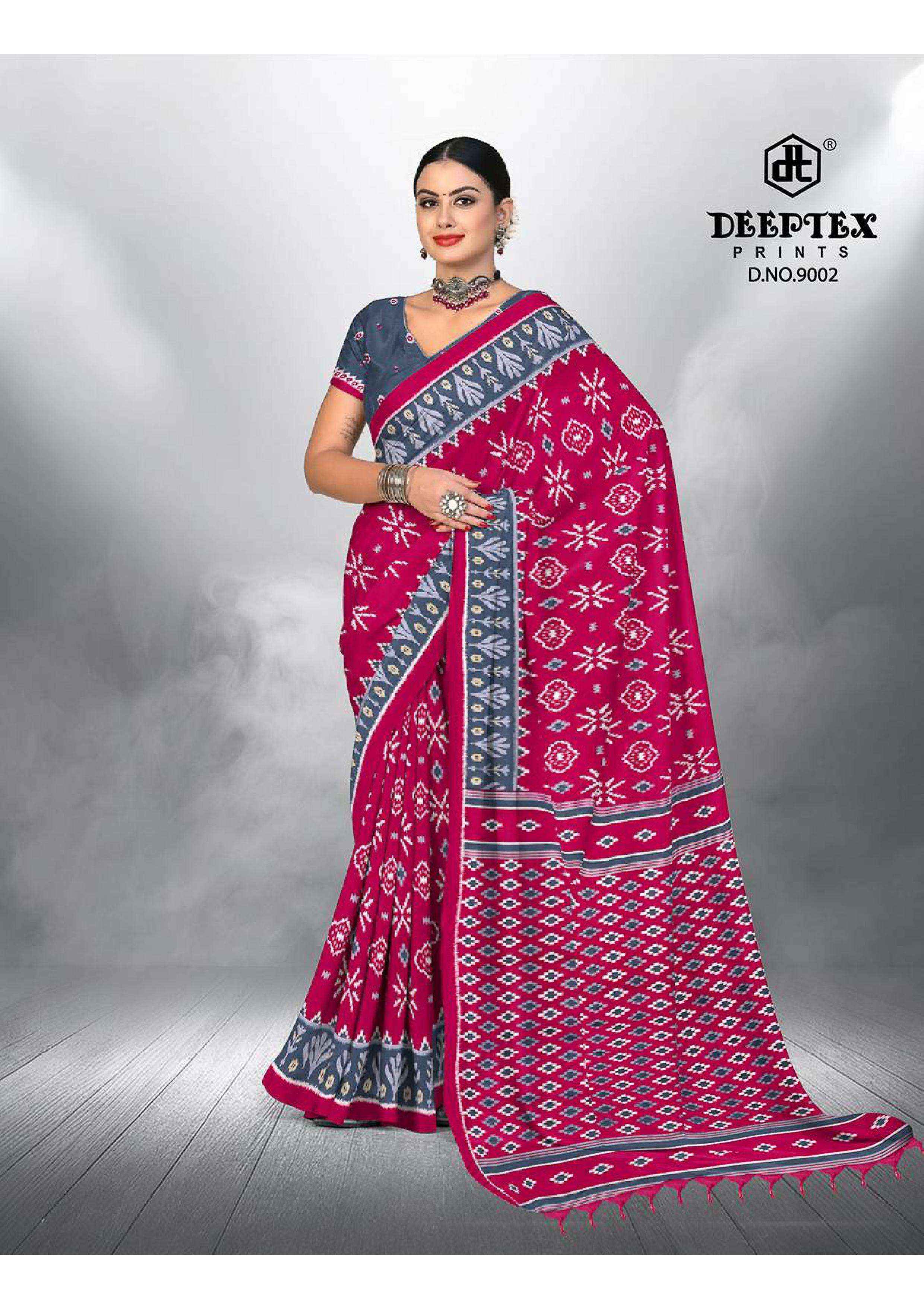 DEEPTEX PRINTS IKKAT SPECIAL VOL 9 COTTON PRINTED SAREE ( 10 PCS CATALOGUE )