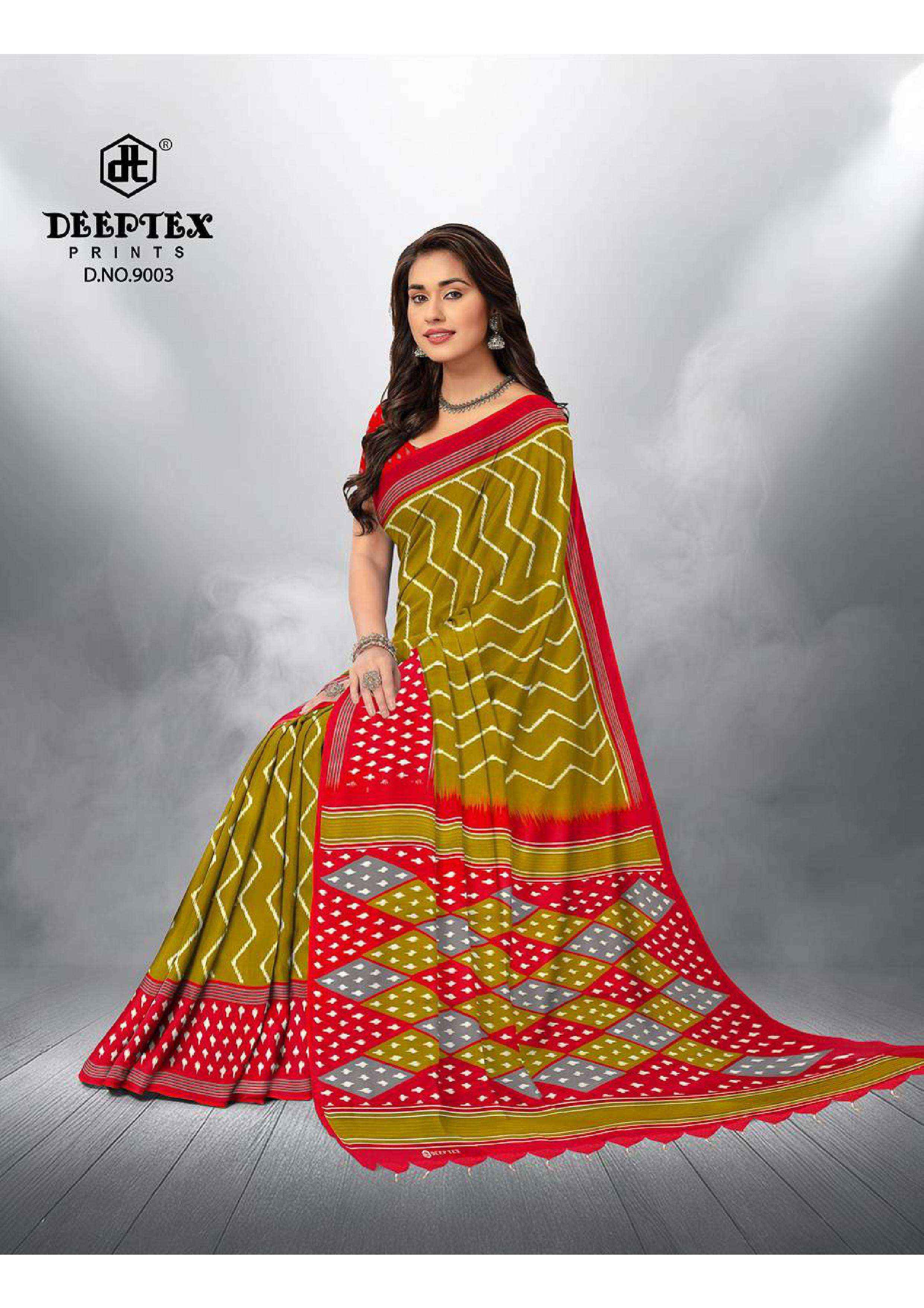 DEEPTEX PRINTS IKKAT SPECIAL VOL 9 COTTON PRINTED SAREE ( 10 PCS CATALOGUE )