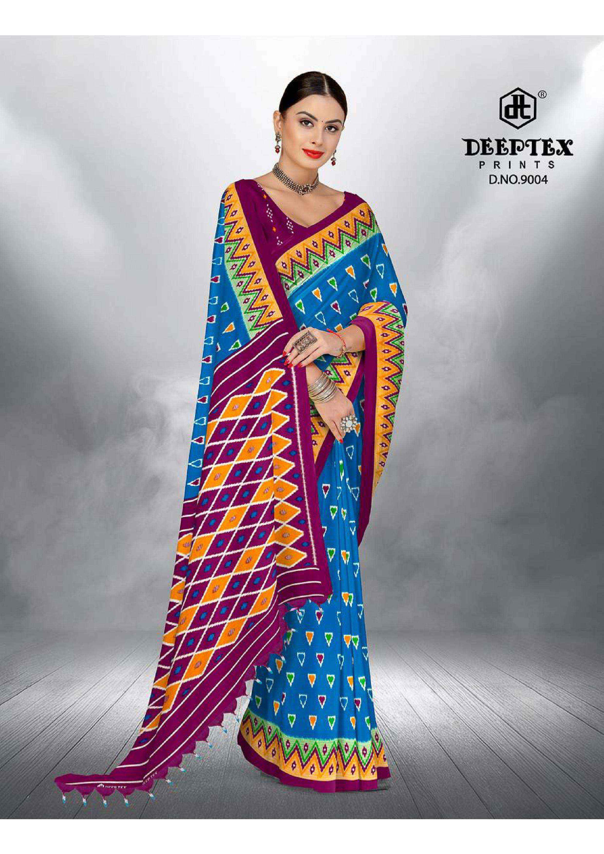 DEEPTEX PRINTS IKKAT SPECIAL VOL 9 COTTON PRINTED SAREE ( 10 PCS CATALOGUE )