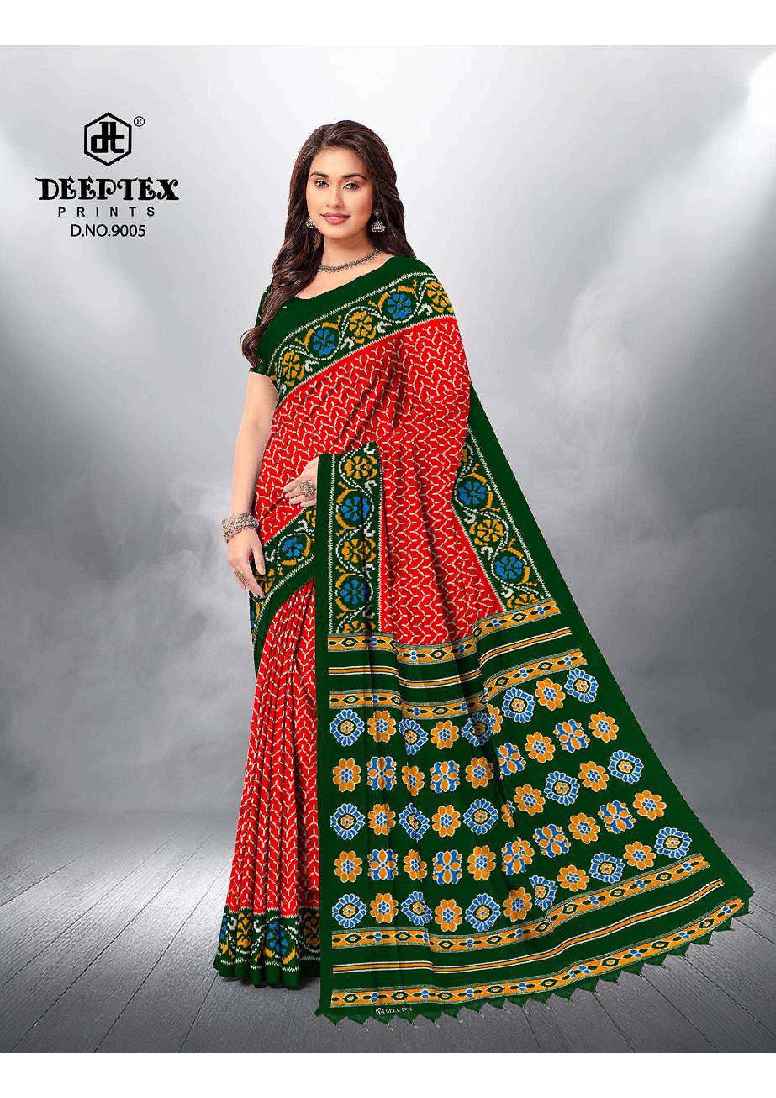 DEEPTEX PRINTS IKKAT SPECIAL VOL 9 COTTON PRINTED SAREE ( 10 PCS CATALOGUE )