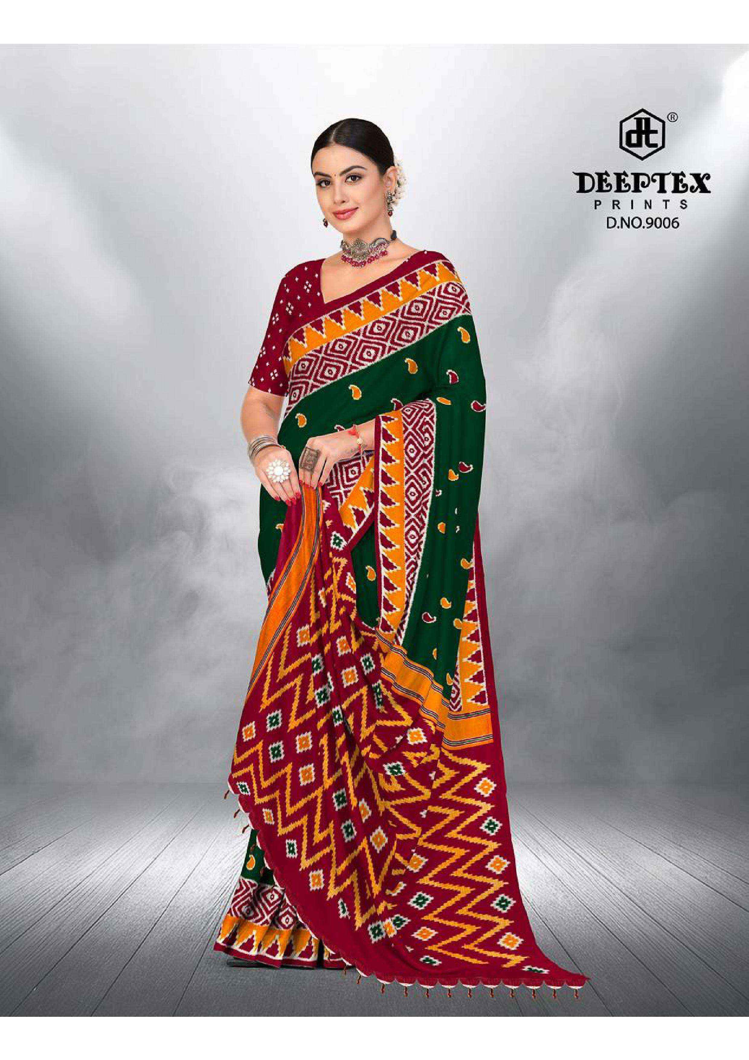 DEEPTEX PRINTS IKKAT SPECIAL VOL 9 COTTON PRINTED SAREE ( 10 PCS CATALOGUE )