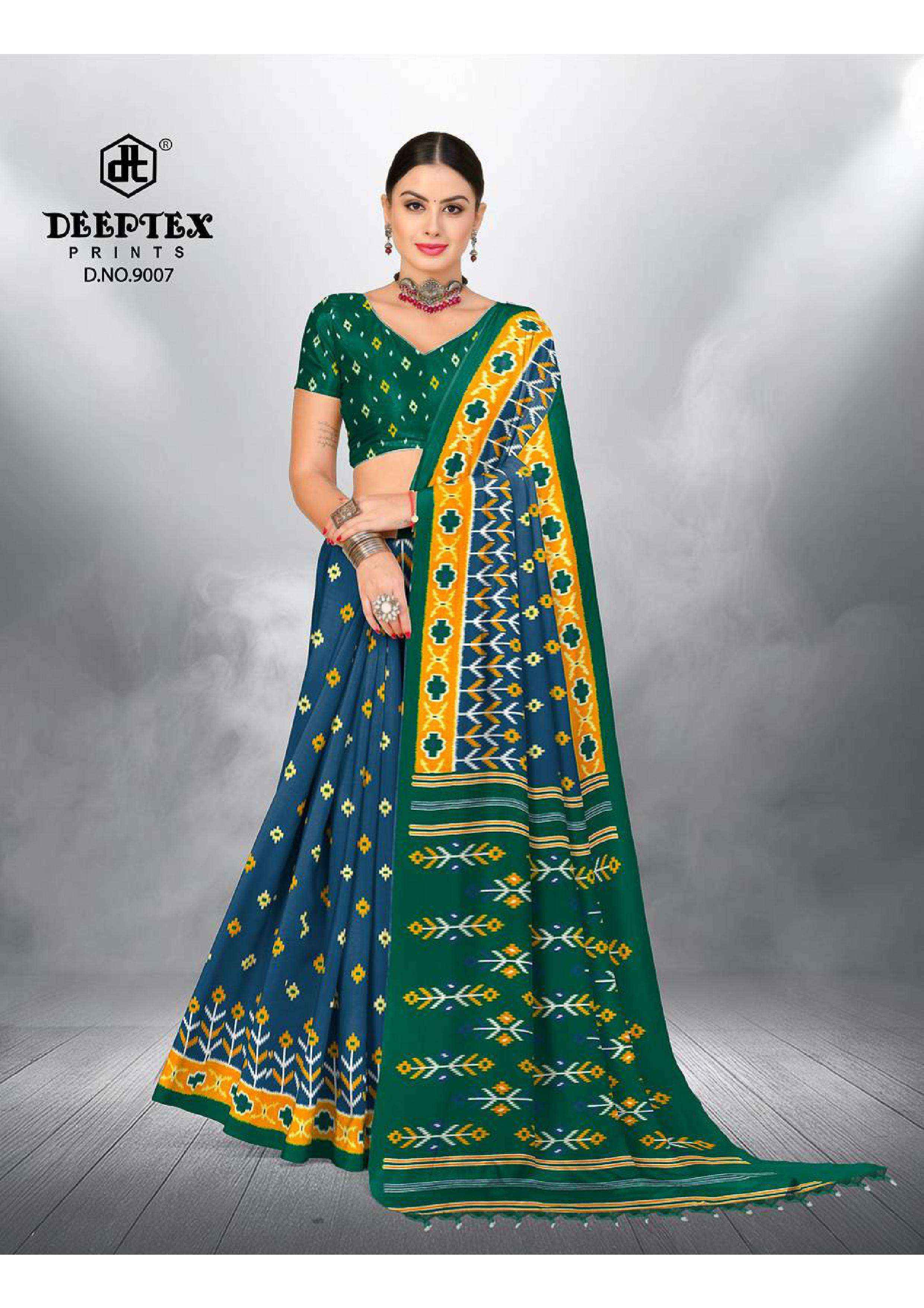 DEEPTEX PRINTS IKKAT SPECIAL VOL 9 COTTON PRINTED SAREE ( 10 PCS CATALOGUE )