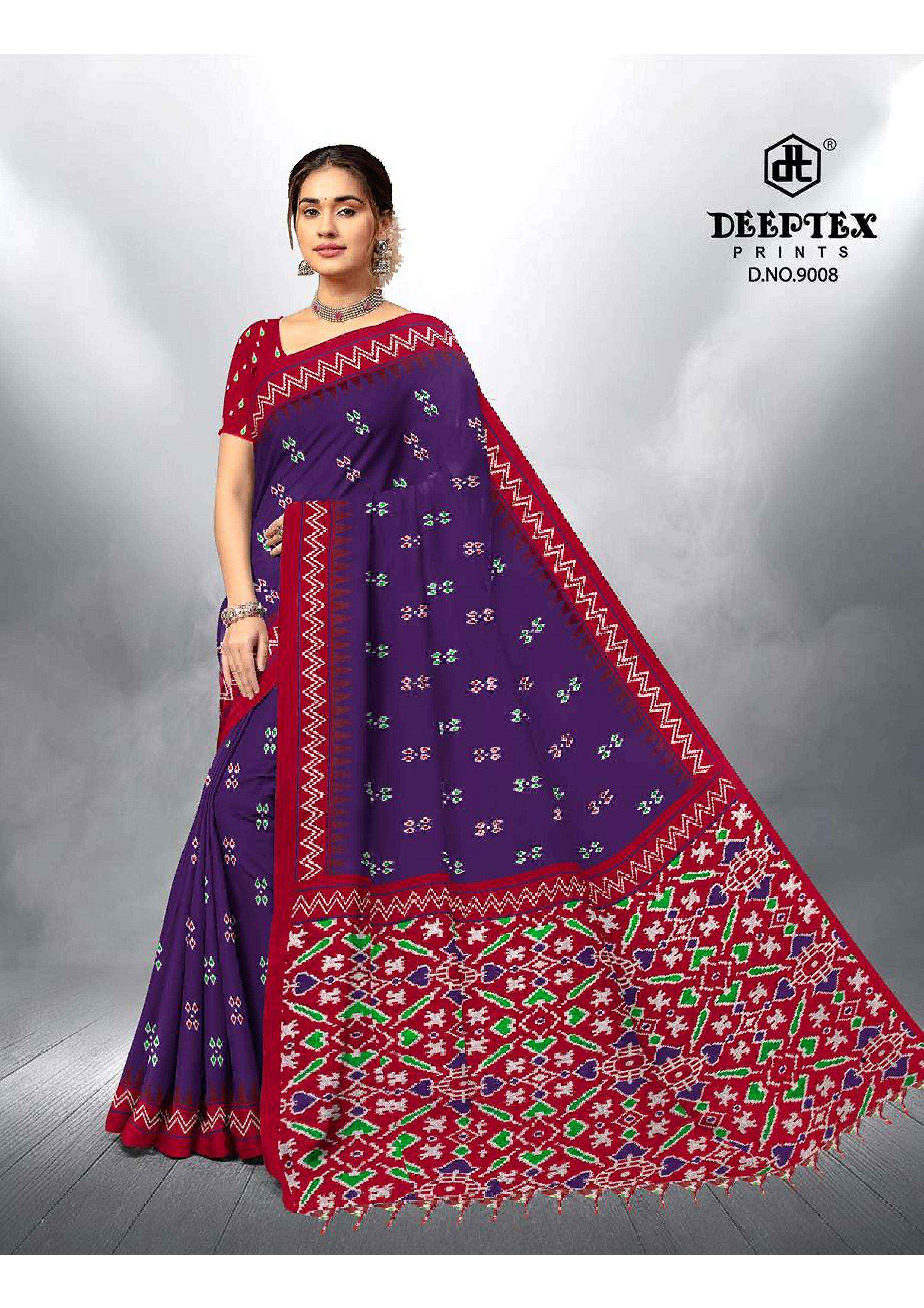 DEEPTEX PRINTS IKKAT SPECIAL VOL 9 COTTON PRINTED SAREE ( 10 PCS CATALOGUE )