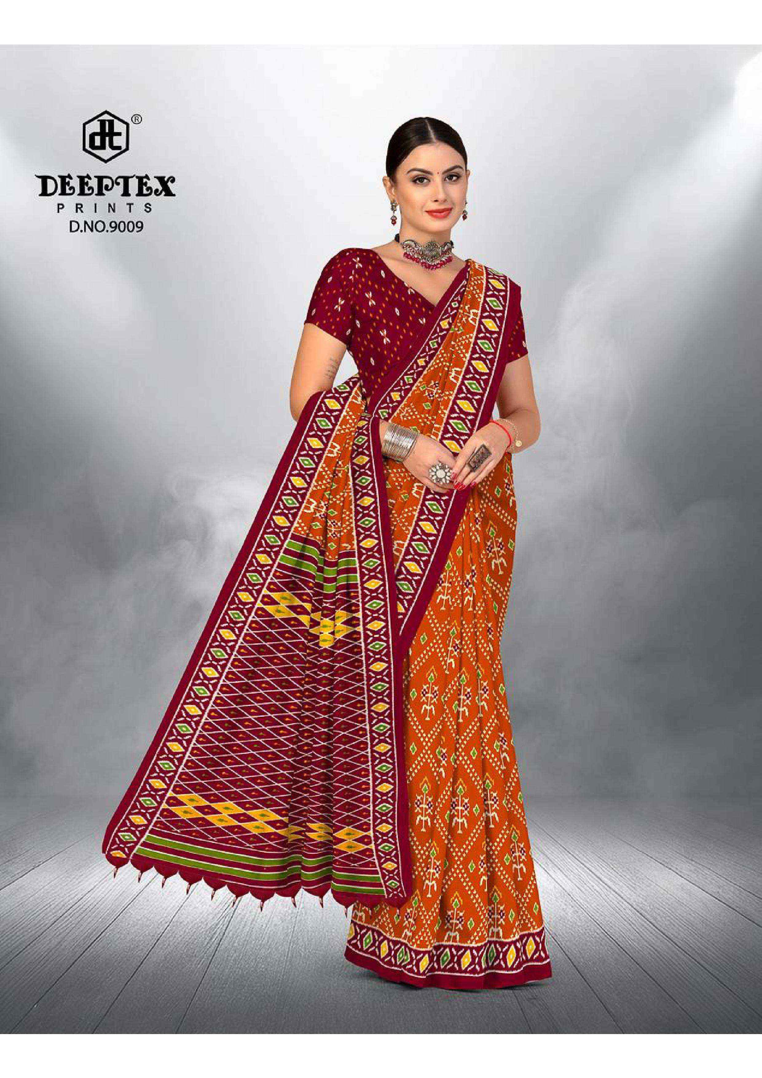 DEEPTEX PRINTS IKKAT SPECIAL VOL 9 COTTON PRINTED SAREE ( 10 PCS CATALOGUE )
