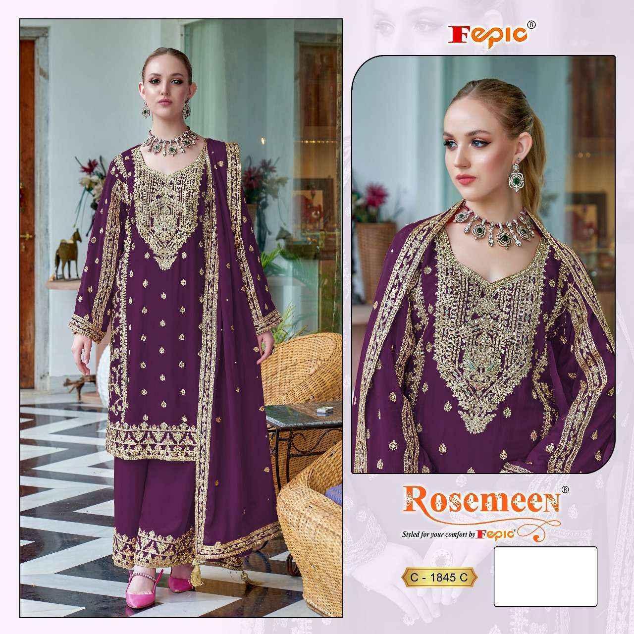 Fepic Rosemeen C 1845 Chinon Designer Pakistani Suits  ( 3 pcs Catalogue )