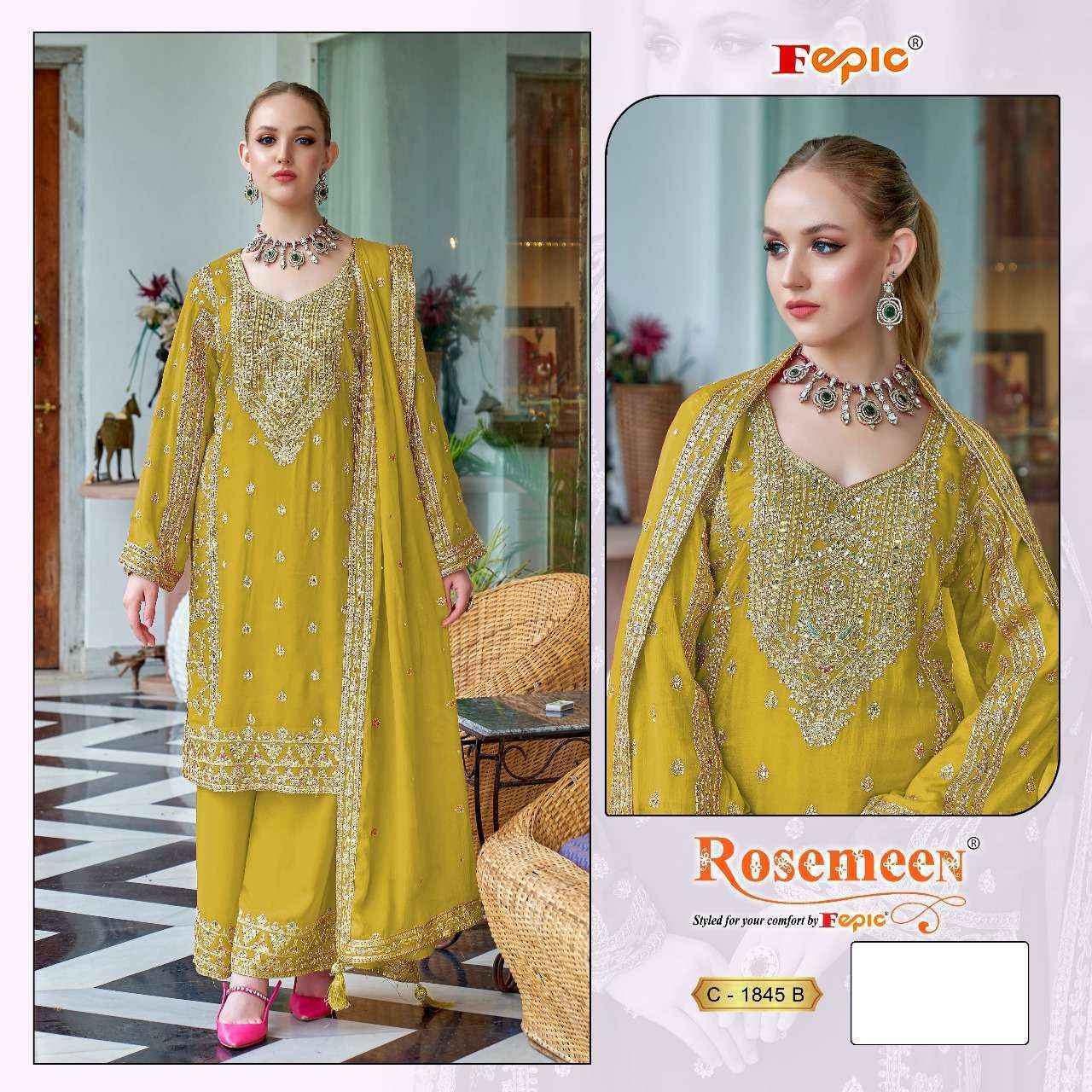 Fepic Rosemeen C 1845 Chinon Designer Pakistani Suits  ( 3 pcs Catalogue )