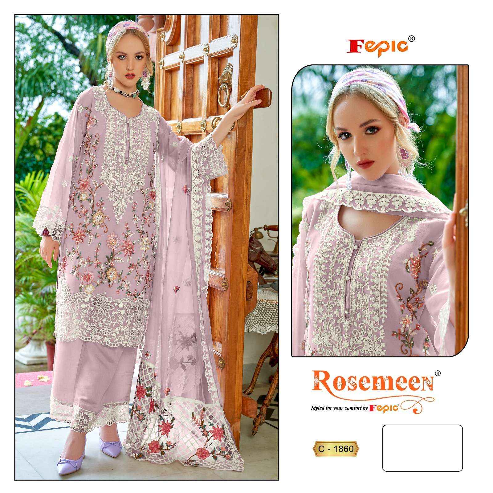 FEPIC ROSEMEEN C 1860 GEORGETTE EMBROIDERED PAKISTANI SUIT SALWAR KAMEEZ WHOLESALE PRiCe ( 3 PCS CATALOG )