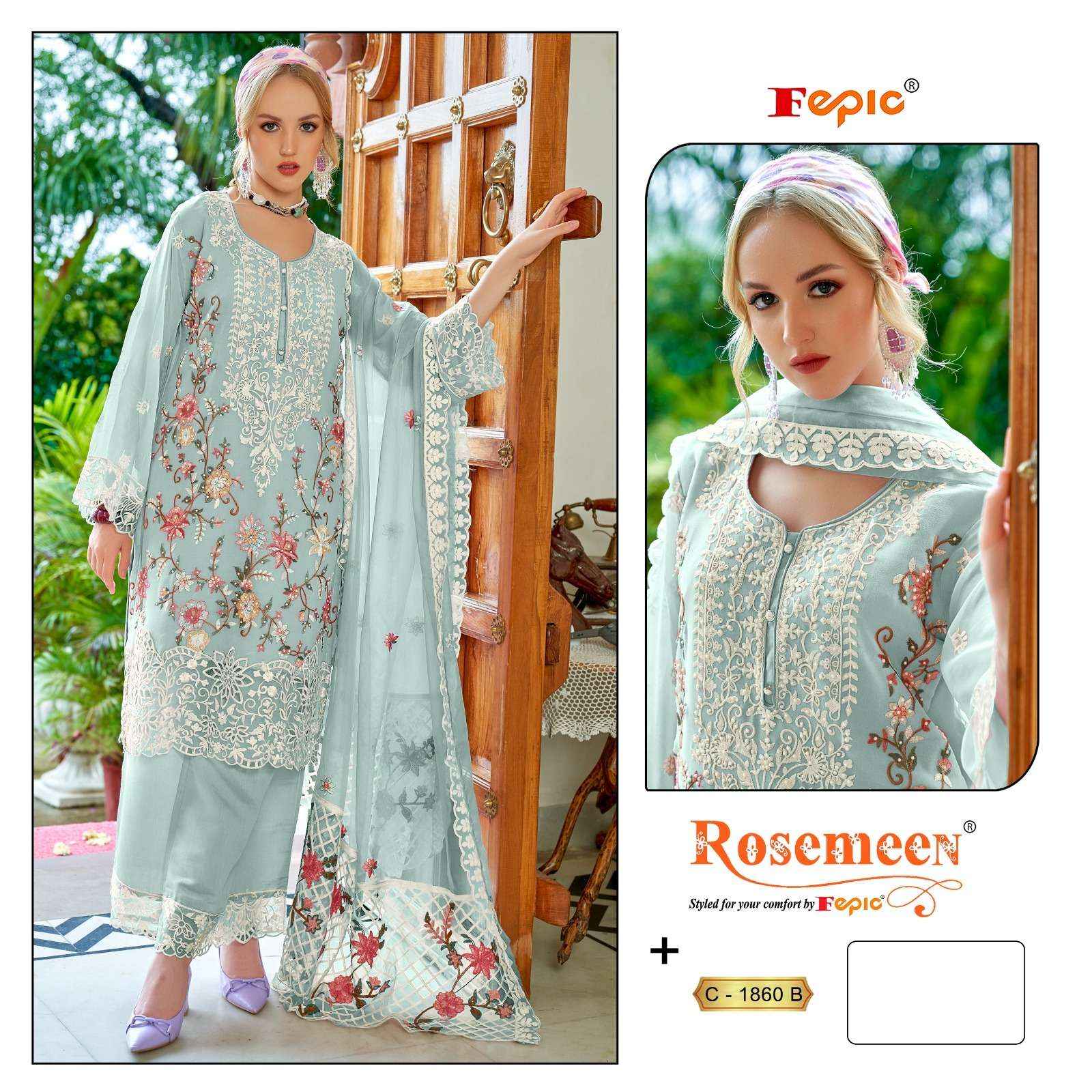 FEPIC ROSEMEEN C 1860 GEORGETTE EMBROIDERED PAKISTANI SUIT SALWAR KAMEEZ WHOLESALE PRiCe ( 3 PCS CATALOG )