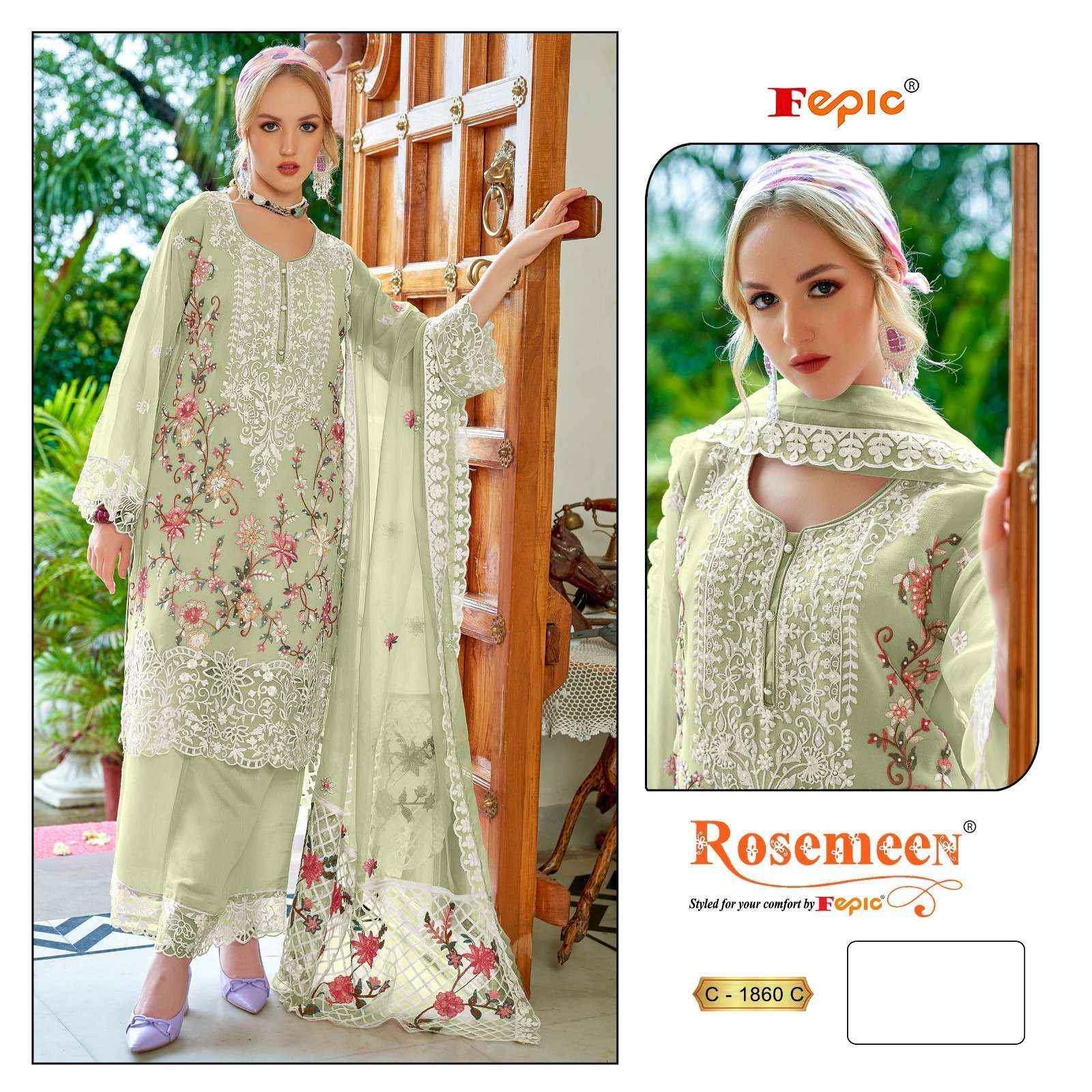 FEPIC ROSEMEEN C 1860 GEORGETTE EMBROIDERED PAKISTANI SUIT SALWAR KAMEEZ WHOLESALE PRiCe ( 3 PCS CATALOG )