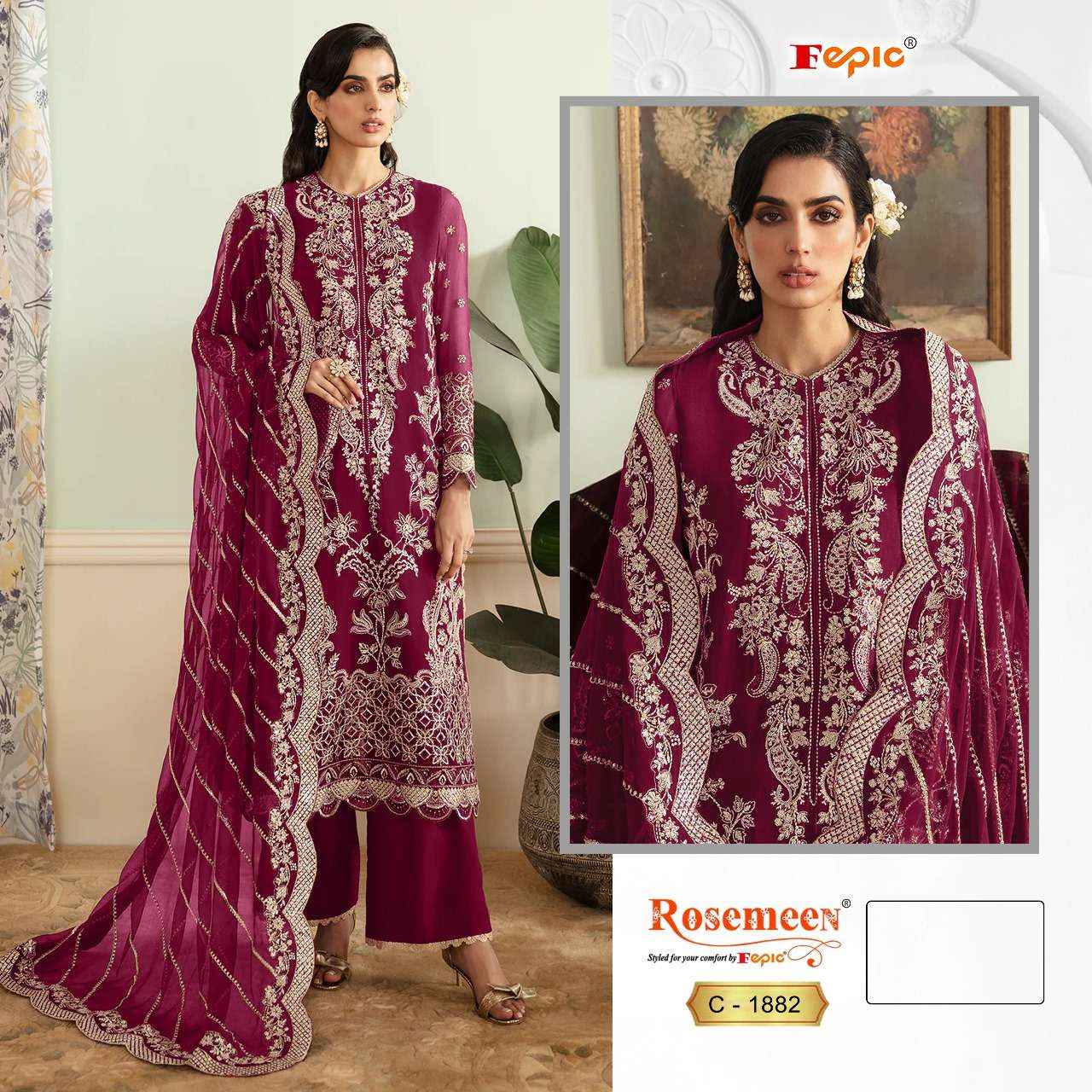 FEPIC ROSEMEEN C 1882 GEORGETTE EMBROIDERED PAKISTANI SALWAR KAMEEZ WHOLESALE PRICE ( 3 PCS CATALOG )