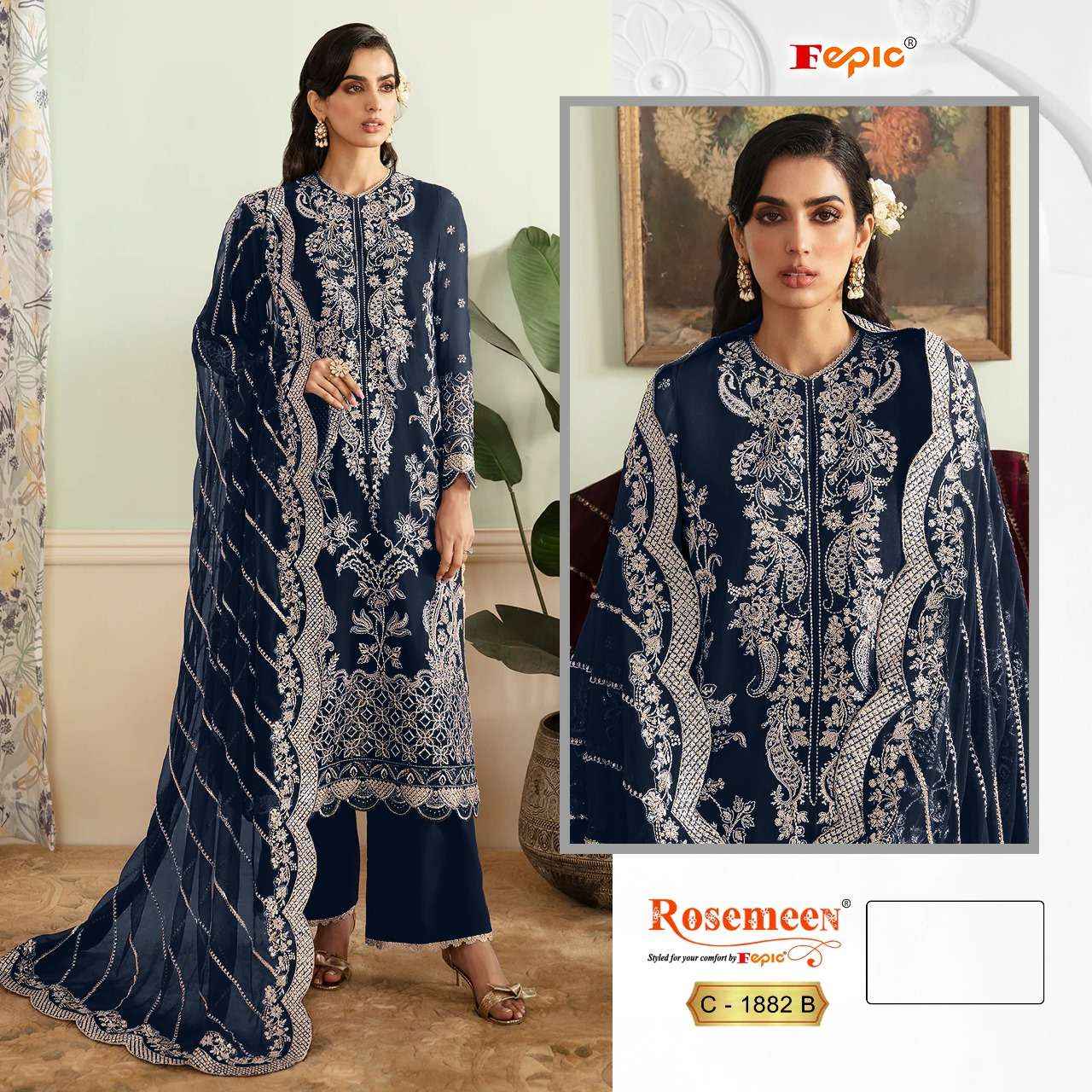 FEPIC ROSEMEEN C 1882 GEORGETTE EMBROIDERED PAKISTANI SALWAR KAMEEZ WHOLESALE PRICE ( 3 PCS CATALOG )