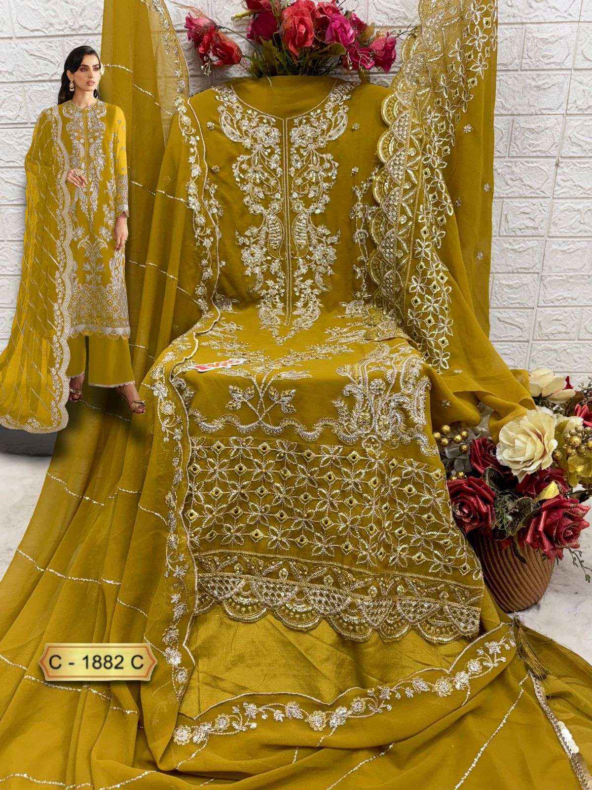 FEPIC ROSEMEEN C 1882 GEORGETTE EMBROIDERED PAKISTANI SALWAR KAMEEZ WHOLESALE PRICE ( 3 PCS CATALOG )