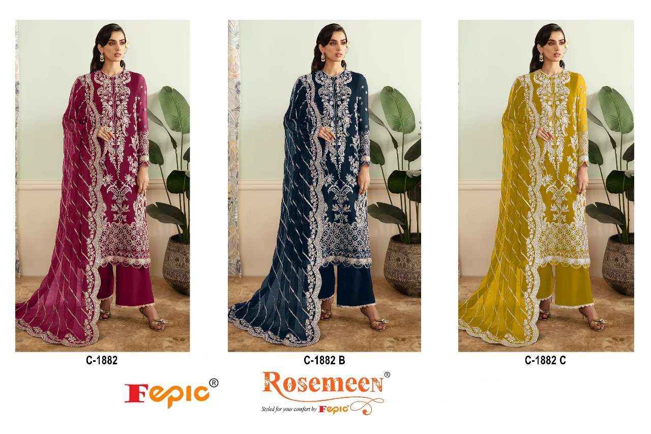 FEPIC ROSEMEEN C 1882 GEORGETTE EMBROIDERED PAKISTANI SALWAR KAMEEZ WHOLESALE PRICE ( 3 PCS CATALOG )