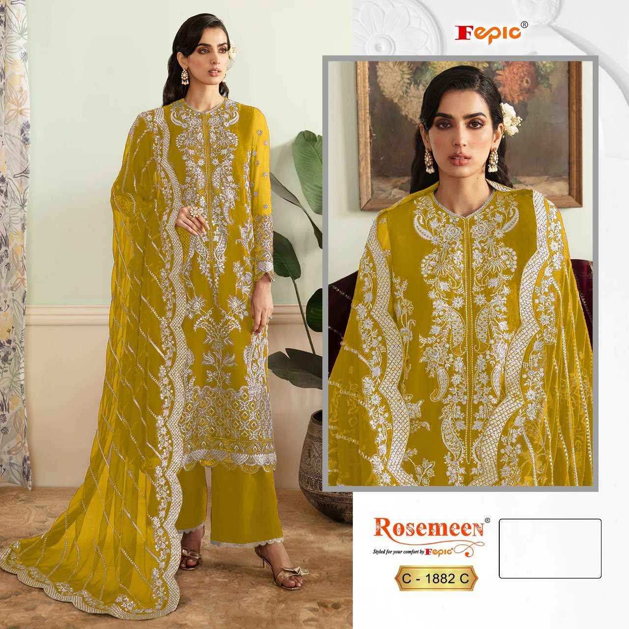 FEPIC ROSEMEEN C 1882 GEORGETTE EMBROIDERED PAKISTANI SALWAR KAMEEZ WHOLESALE PRICE ( 3 PCS CATALOG )