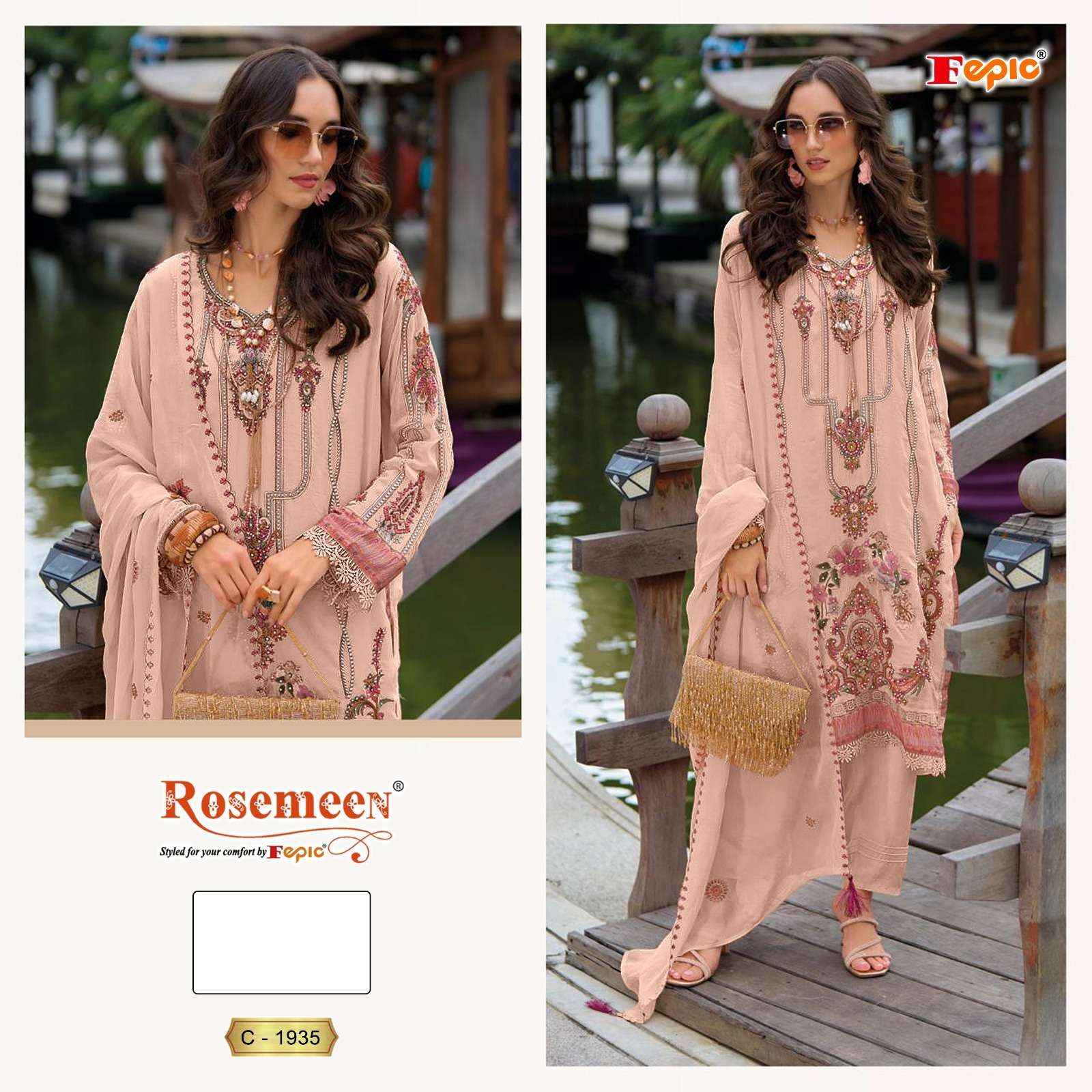 FEPIC ROSEMEEN C 1935 WHOLESALE ORGANZA EMBROIDERED PAKISTANI SUIT ( 3 PCS CATALOG )