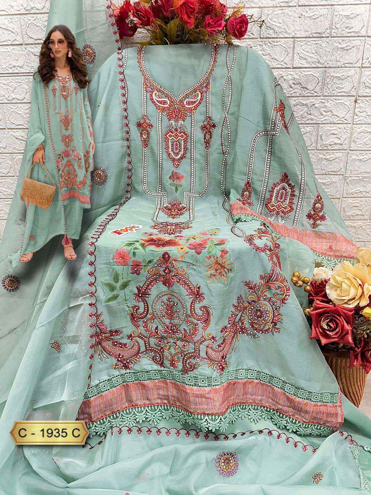 FEPIC ROSEMEEN C 1935 WHOLESALE ORGANZA EMBROIDERED PAKISTANI SUIT ( 3 PCS CATALOG )