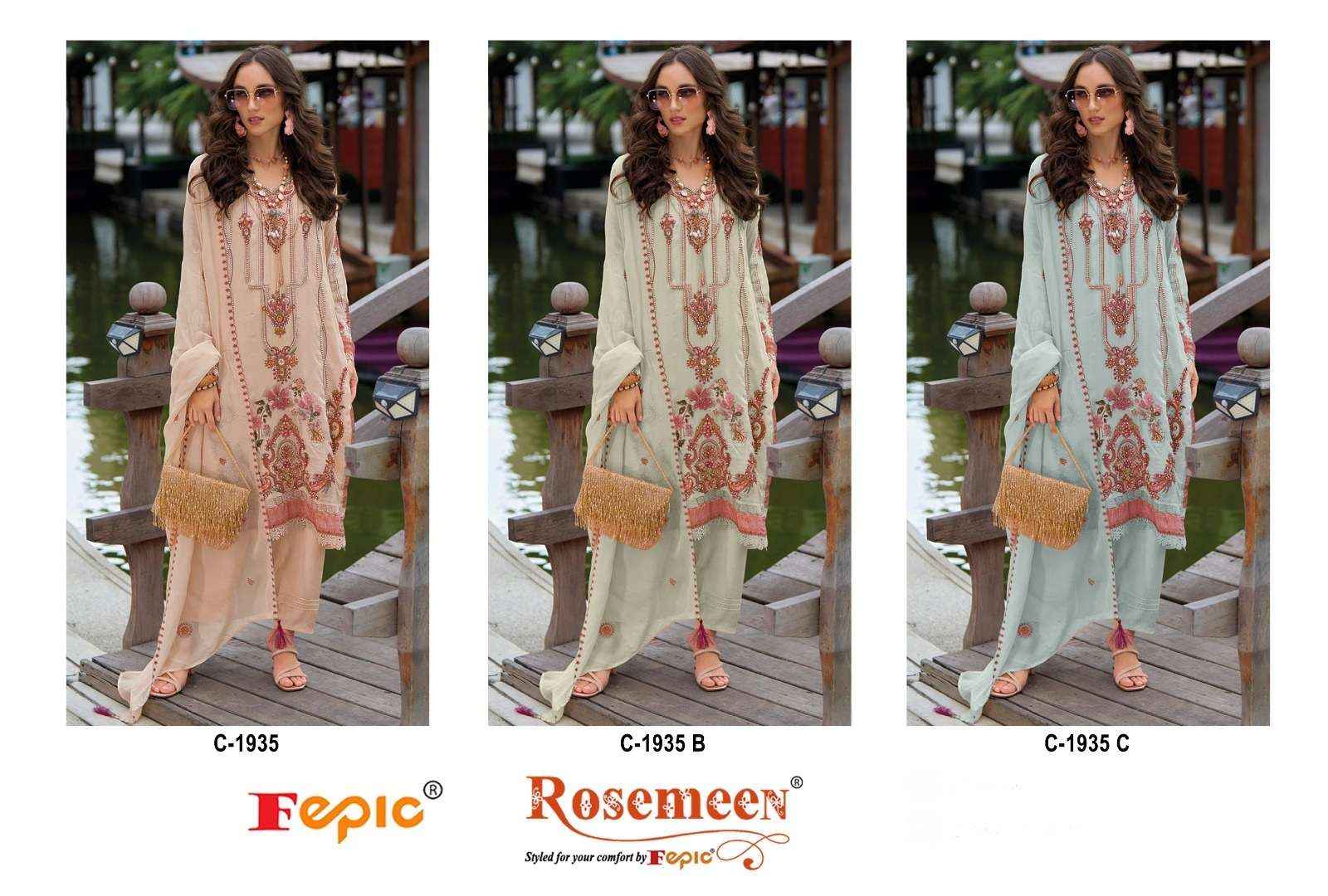 FEPIC ROSEMEEN C 1935 WHOLESALE ORGANZA EMBROIDERED PAKISTANI SUIT ( 3 PCS CATALOG )