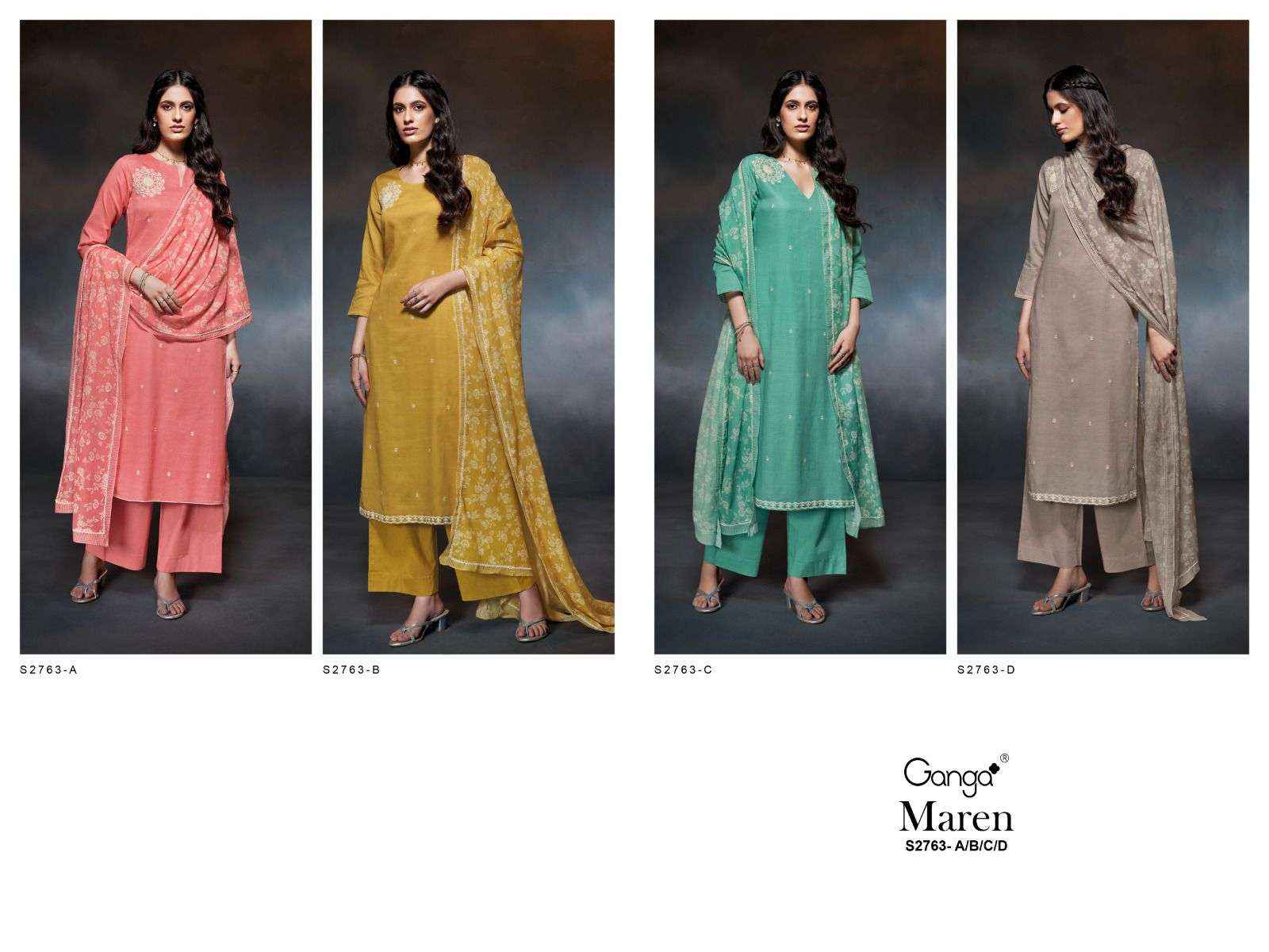 Ganga Fashion Maren 2763 Fancy Cotton Premium Design Suit Salwar Kameez Wholesale Price ( 4 Pcs Catalog )