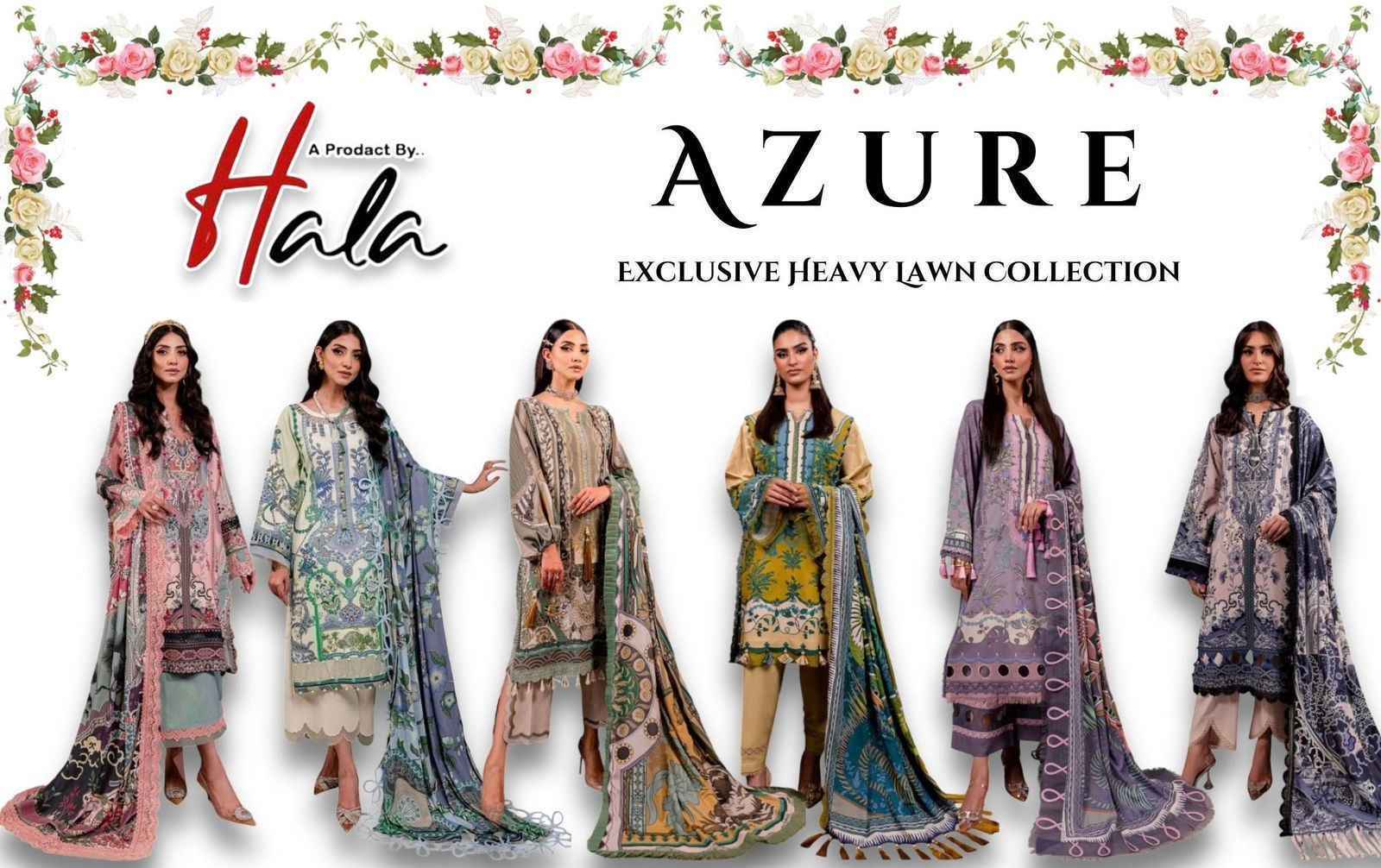 Hala Azure Vol 1 Readymade Lawn Cotton Pakistani Suit Wholesale Price ( 6 Pcs Catalog )