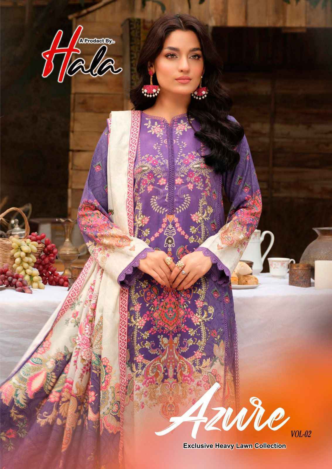 Hala Cotton Azure Vol 2 Wholesale Lawn Cotton Salwar Kameez ( 6 pcs Catalogue )