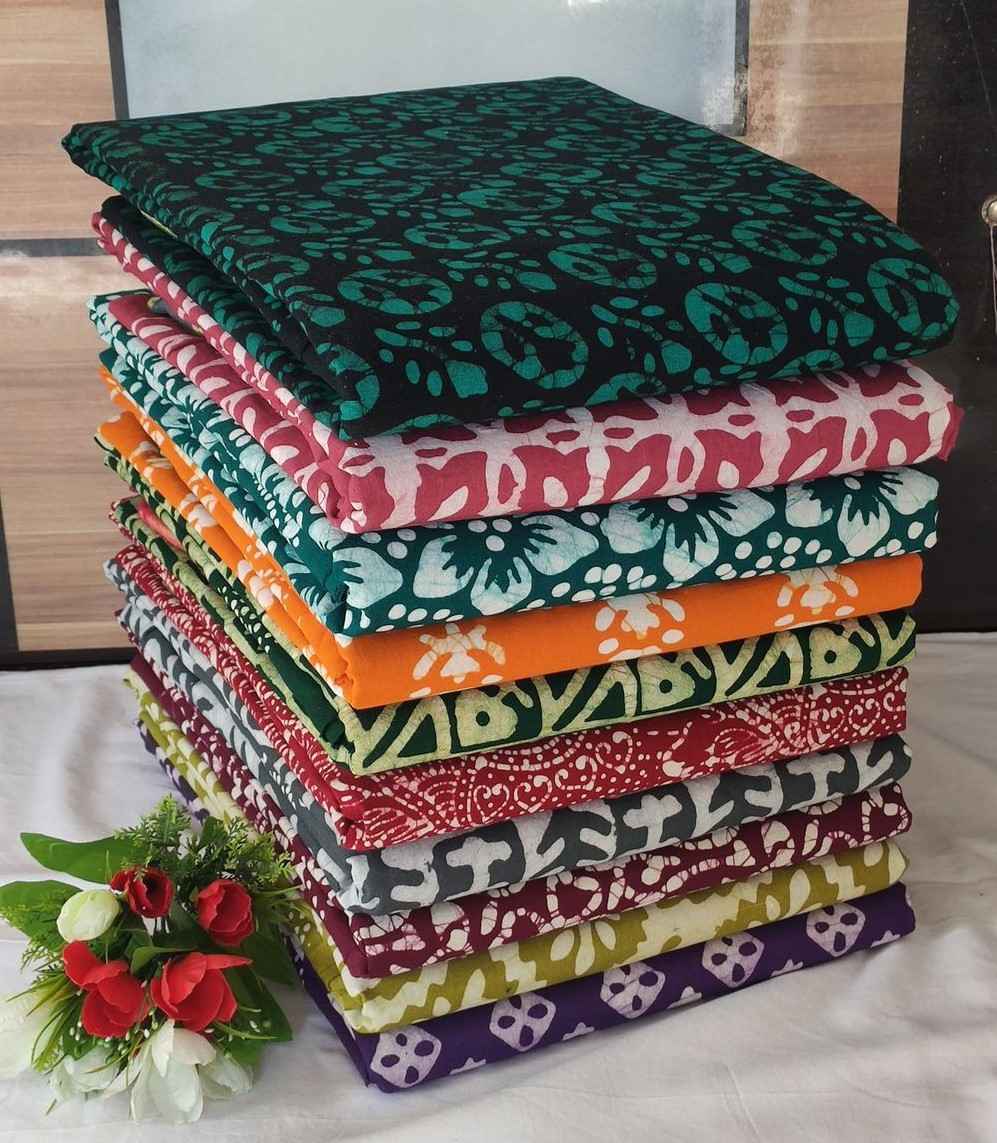 Hand Blok Wax Batik Cotton Non Catalog Salwar Kameez Wholesale Price ( 10 Pcs Catalog )