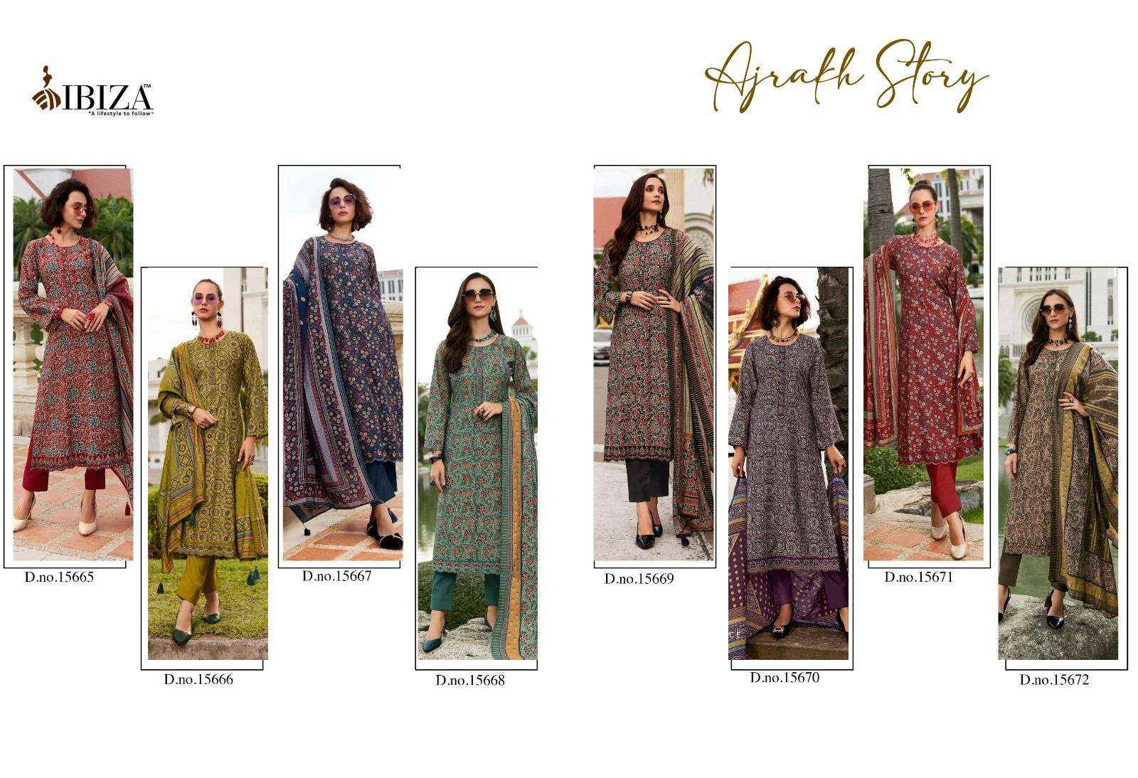 IBIZA AJRAKH STORY VISCOSE PRINT WITH EMBROIDERY WORK SUIT  SALWAR KAMEEZ WHOLESALE PRICE ( 8 PCS CATALOG )