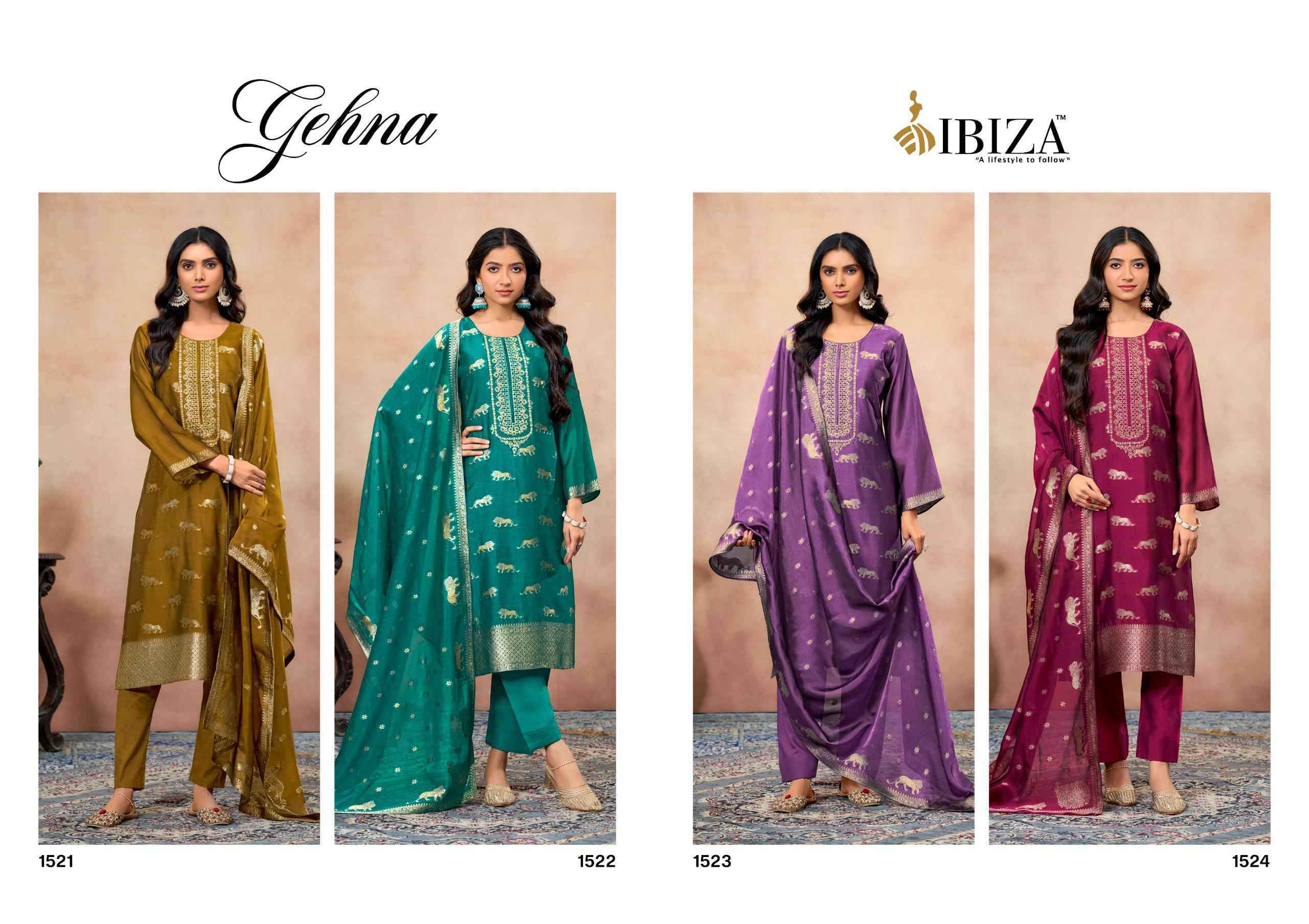 Ibiza Gehna Partywear Style Banglory Silk Suit Salwar Kameez Wholesale Price ( 4 Pcs Catalog )
