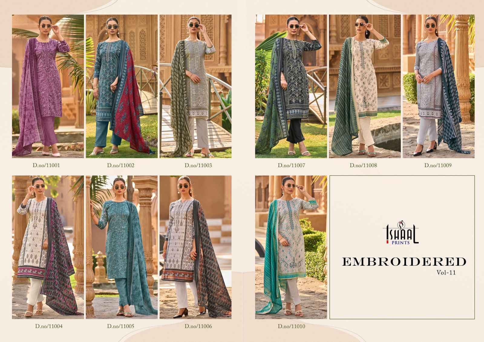 Ishaal Prints Embroidered Vol 11 Wholesale Lawn Cotton Salwar Suits ( 10 pcs Catalogue )