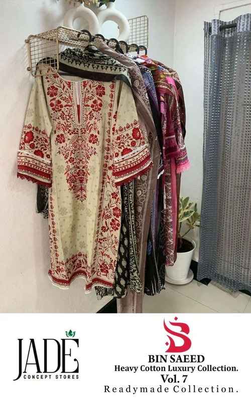 JADE BIN SAEED VOL 7 LAWN COTTON READY MADE SUITS ( 6 PCS CATALOGUE )