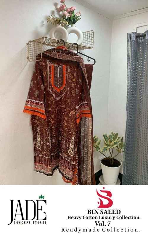 JADE BIN SAEED VOL 7 LAWN COTTON READY MADE SUITS ( 6 PCS CATALOGUE )