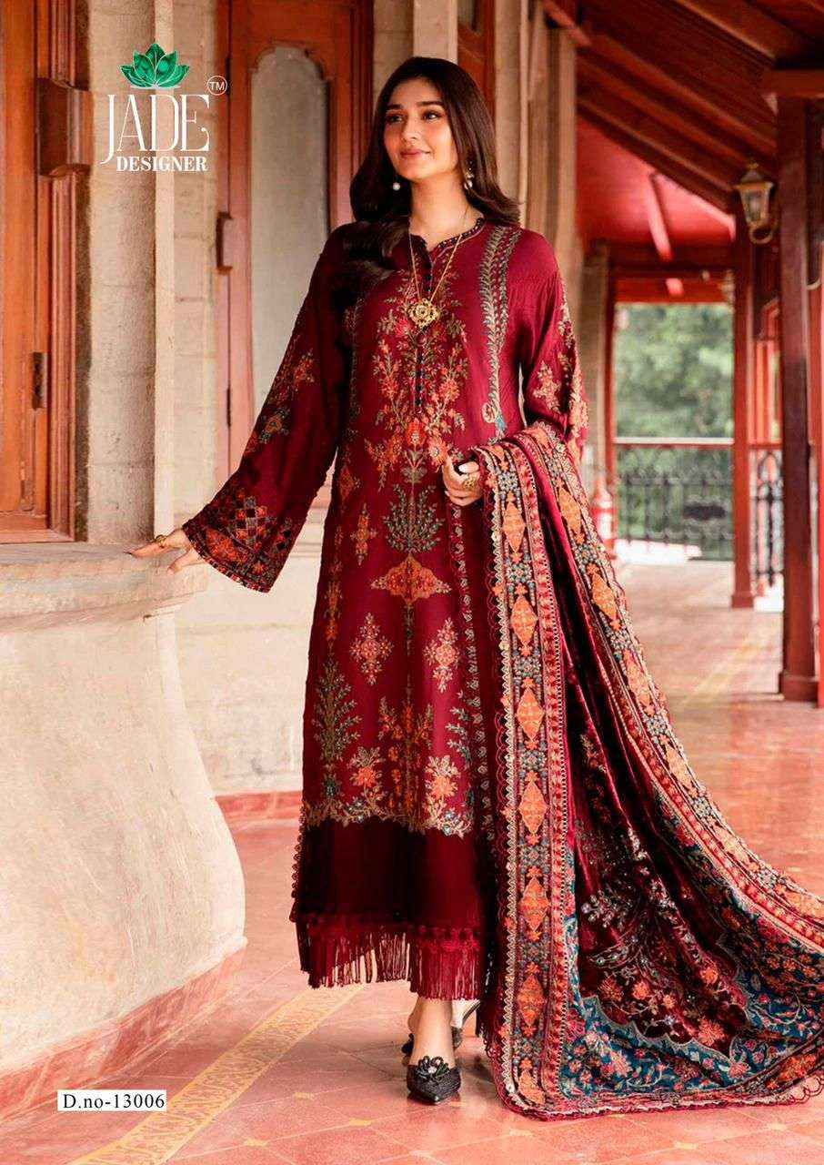 JADE CRIMSON EXCLUSIVE HEAVY LAWN COLLECTION VOL 13 LAWN SAWLWAR KAMEEZ WHOLESALE PRICE ( 6 PCS CATALOG )