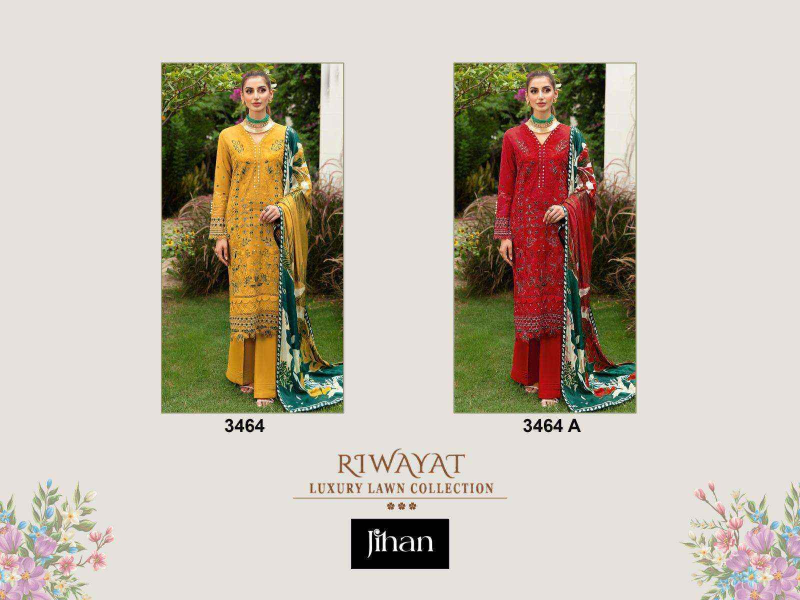 Jihan Riwayat Luxury Lawn Collection Rayon Salwar Kameez Wholesale Price ( 2 Pcs Catalog )