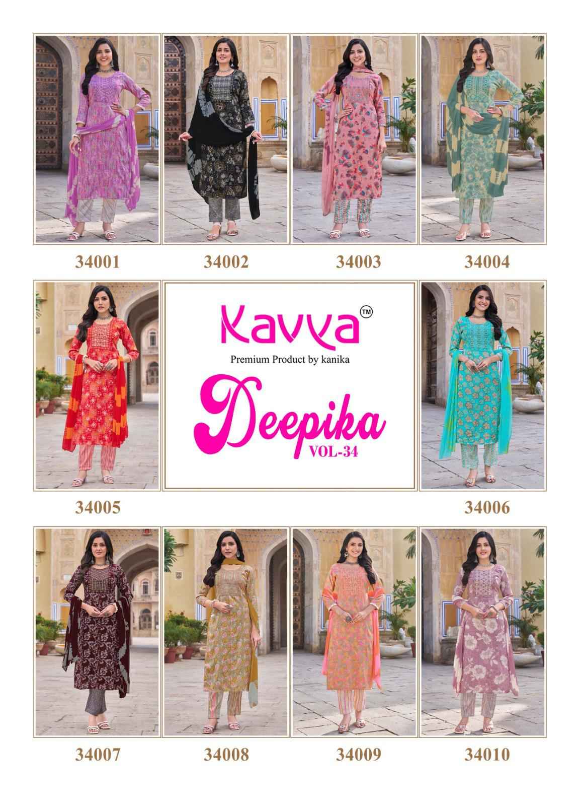 Kavya Deepika Vol 34 Wholesale Designer Readymade Suits ( 10 pcs catalogue )